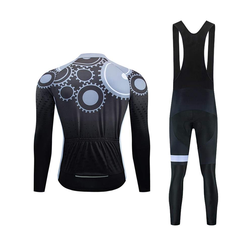 Men's Pro Cycling Jersey Set - Long Sleeve Quick Dry Bike Jacket & Bib Shorts with 9D Padding | High Performance Cycling Gear for Road Biking & Training | Perfect for Commuting, Racing & Outdoor Sports