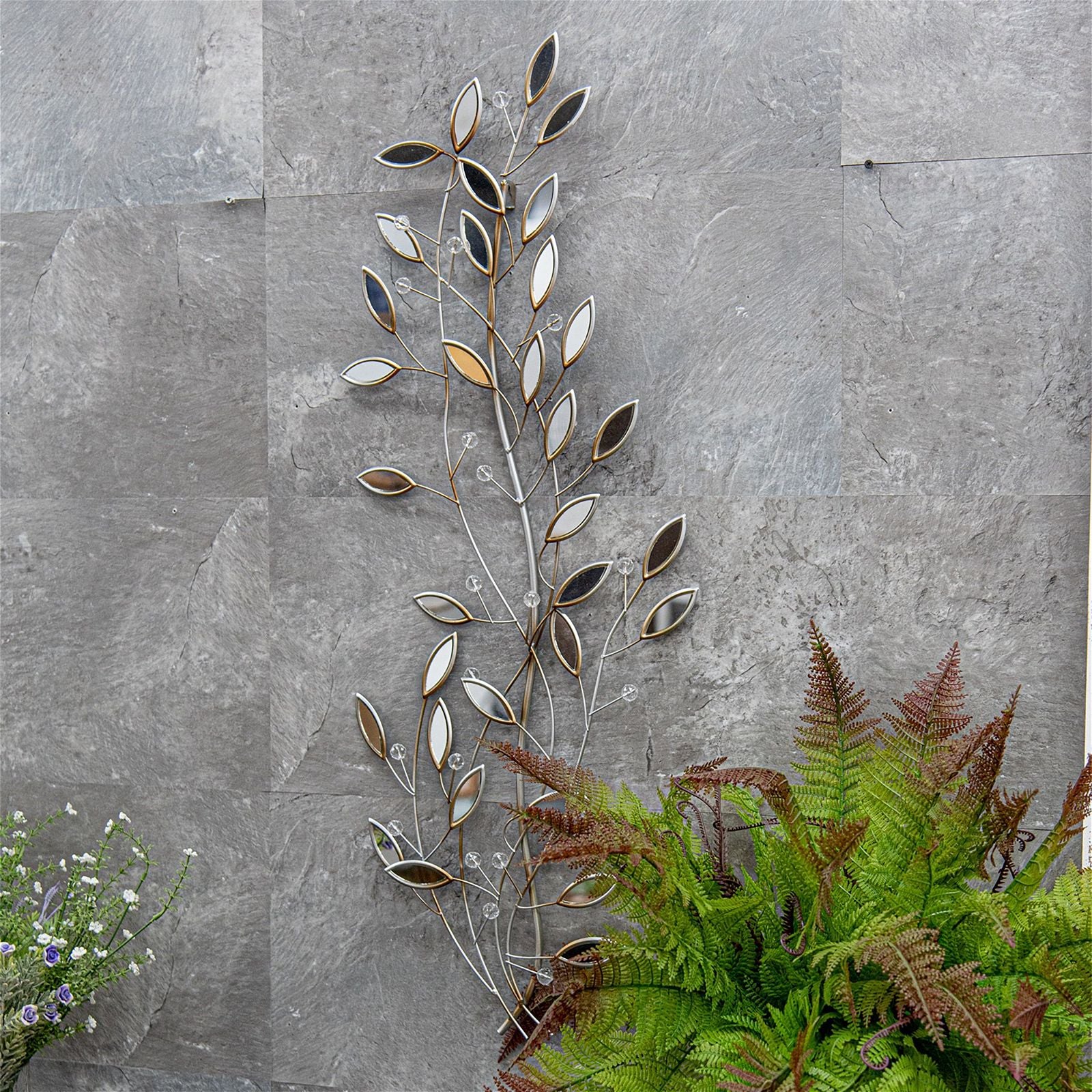 Urban Style Leaf Mirror Wall Art - Modern Botanical Decor for Living Room, Bedroom & Entryway