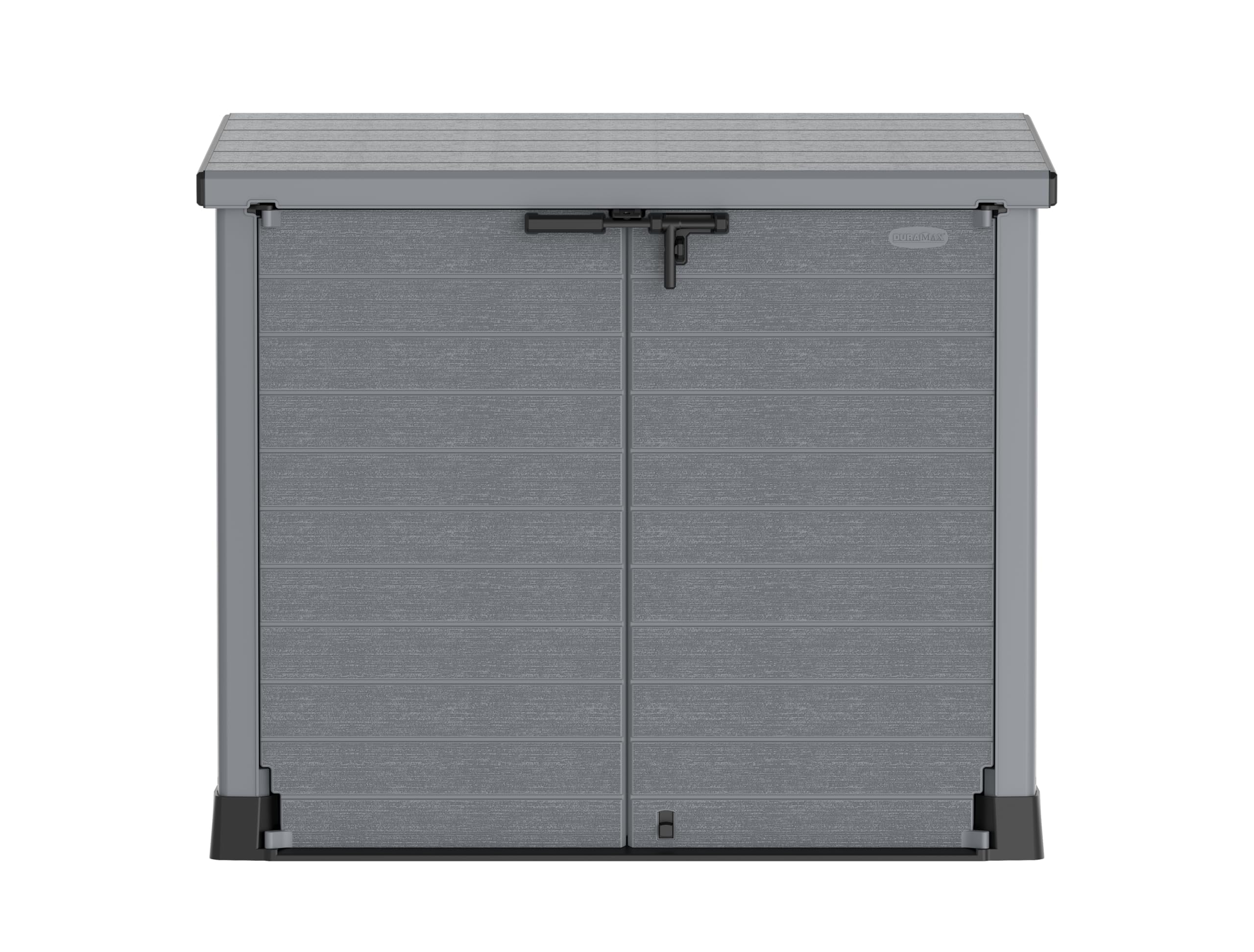 Duramax Cedargrain 1200L Plastic Outdoor Storage Shed with Flat Lid – Heavy-Duty Garden Shed for Bikes, Tools, BBQs & 2X 240L Bins – Weather-Resistant Grey Storage Unit (145x85x125 cm) – Perfect for Backyard, Patio & Garage Organization