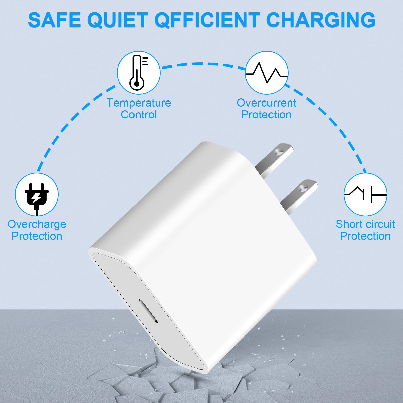 2 Pack 10ft USB C Fast Charger for iPhone 16/15 & iPad Pro - 20W PD Charging Cable Compatible with iPad Air 5th/4th, 2022 iPad 10th Gen, iPad Mini 6, Google Pixel - Long Cord for Home, Office & Travel Charging