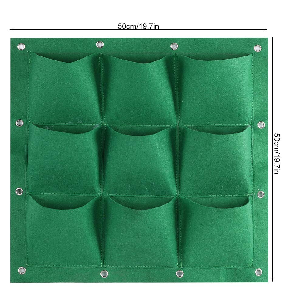 Atyhao 9 Pocket Hanging Planter Bags - Vertical Wall Garden Plant Grow Bags for Indoor/Outdoor Greening (Green) - Perfect for Balcony, Patio, and Small Space Gardening