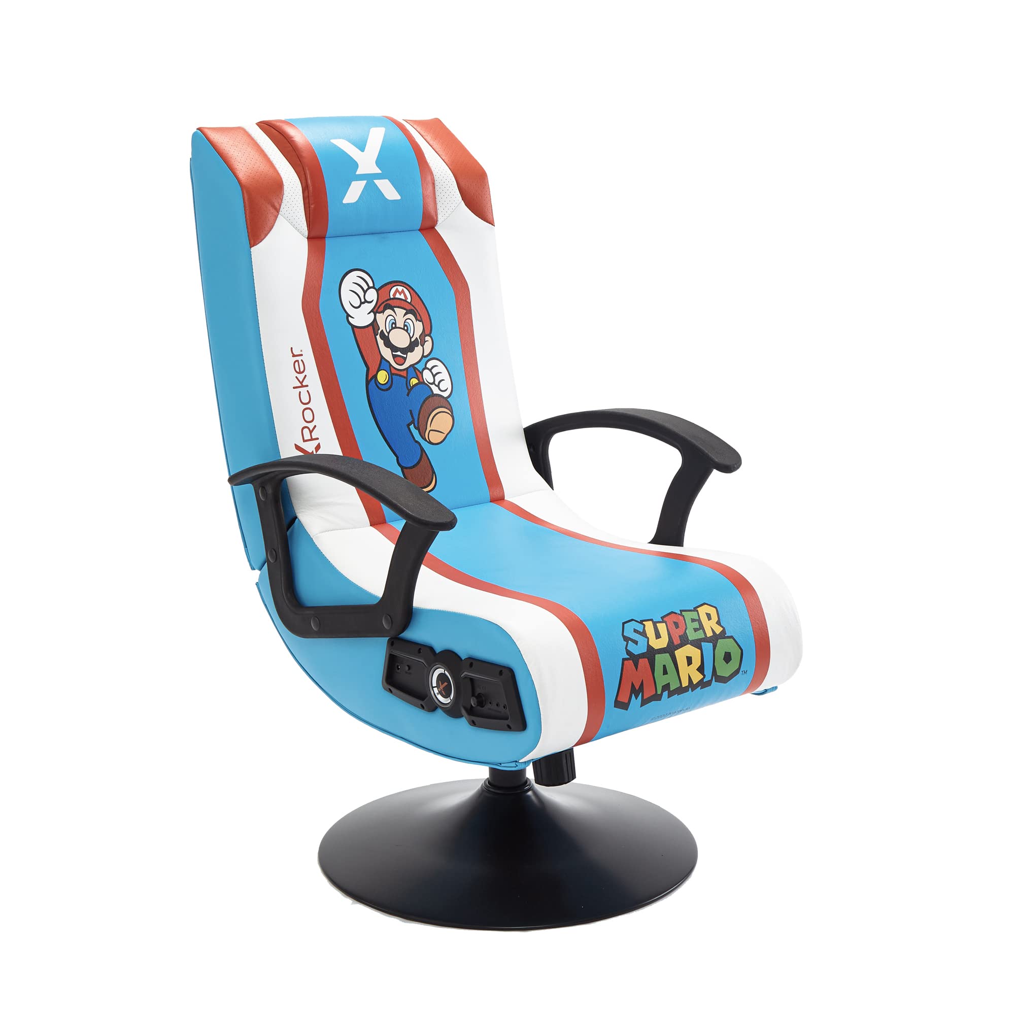 X Rocker Nintendo Video Gaming Chair for Kids 5-17 - Ergonomic Floor Rocker with Mario, Bowser, Peach, Luigi & Yoshi Designs - Perfect Gaming Gift for Teens, Boys & Girls - Ideal for Bedrooms, Game Rooms & Birthday Presents