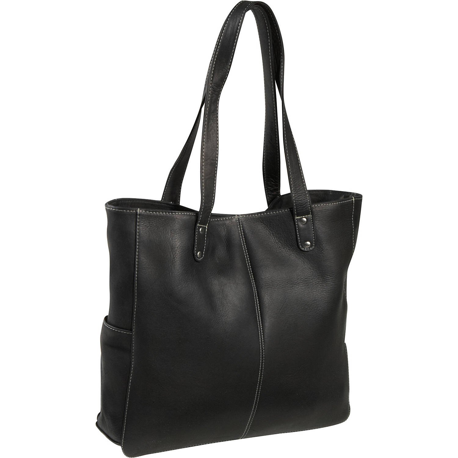 Premium Full-Grain Colombian Vaquetta Cowhide Leather Double Strap Rivet Tote Bag – 4”x14”x15” Stylish & Durable Women's Handbag for Work, Travel & Everyday Use