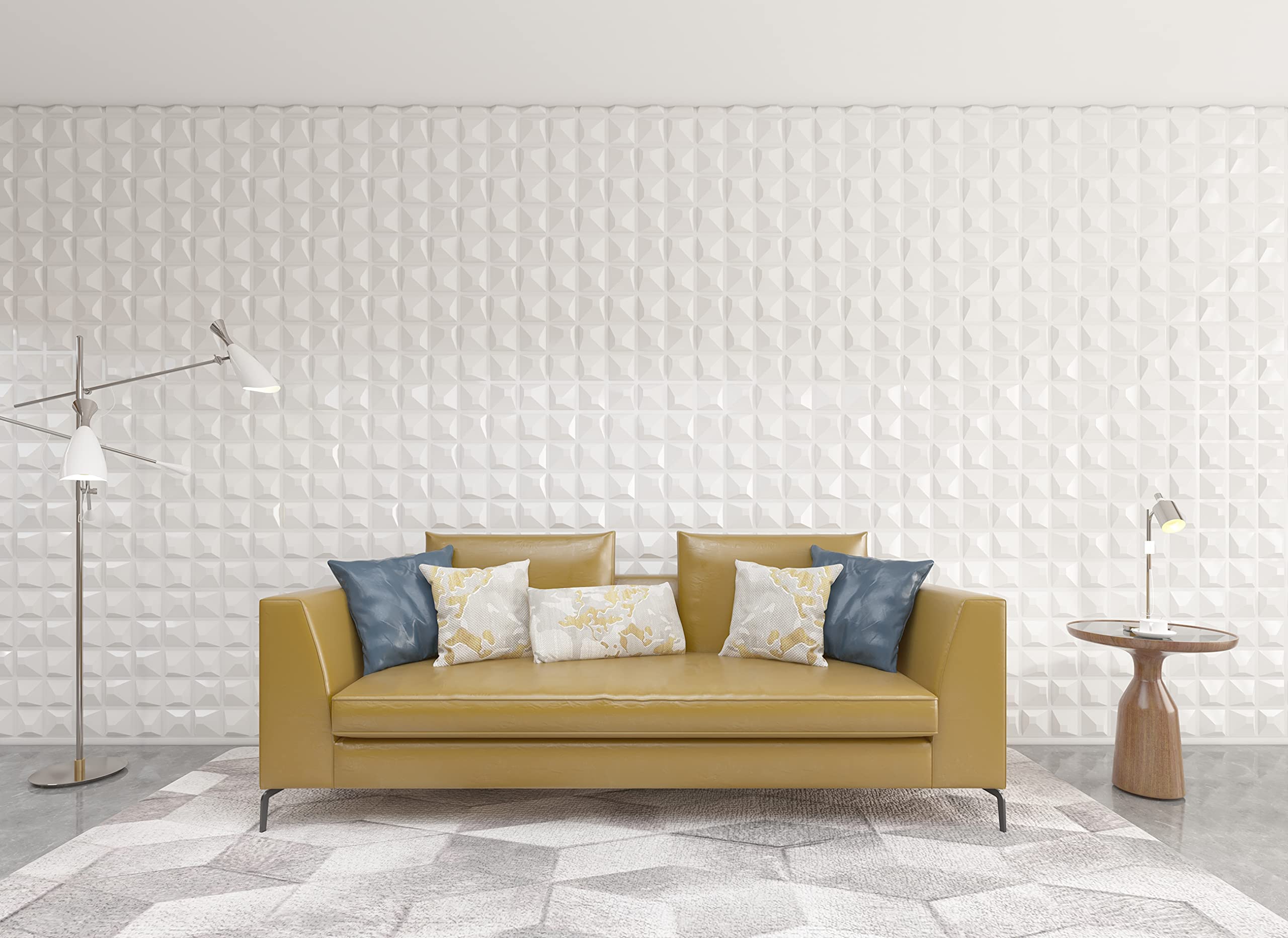 3D White Wave Textured Wall Panels with 10FT Nano Double-Sided Heavy Duty Tape - Modern Home & Office Decoration for Living Room, Bedroom, and Commercial Spaces