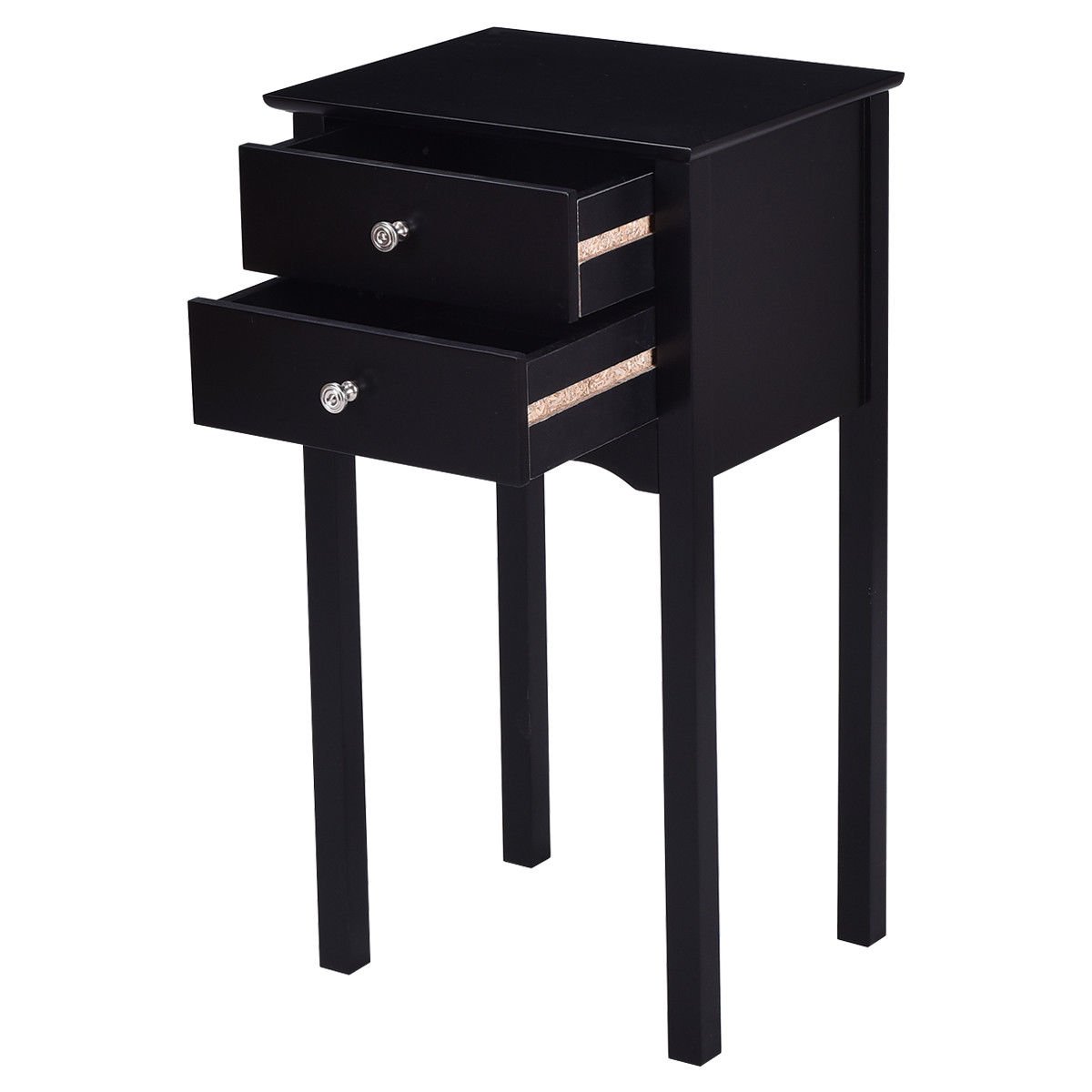 Vintage 30-Inch Side Table with 2 Drawers - Black End Table Nightstand for Bedroom, Living Room | Space-Saving Furniture for Small Apartments & Dorm Rooms