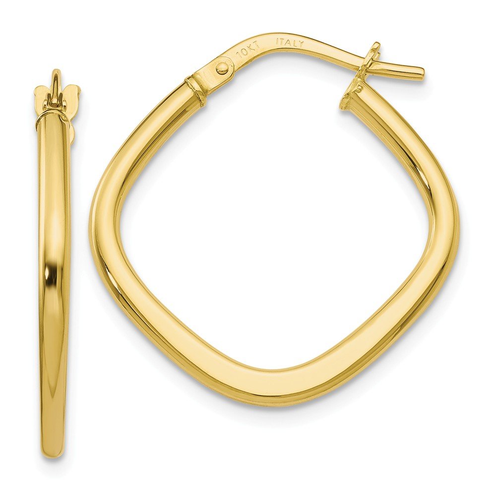 10K Yellow Gold Square Tube Hoop Earrings for Women - 23mm x 9mm Dainty Minimalist Everyday Jewelry, Perfect for Work, Date Night & Special Occasions