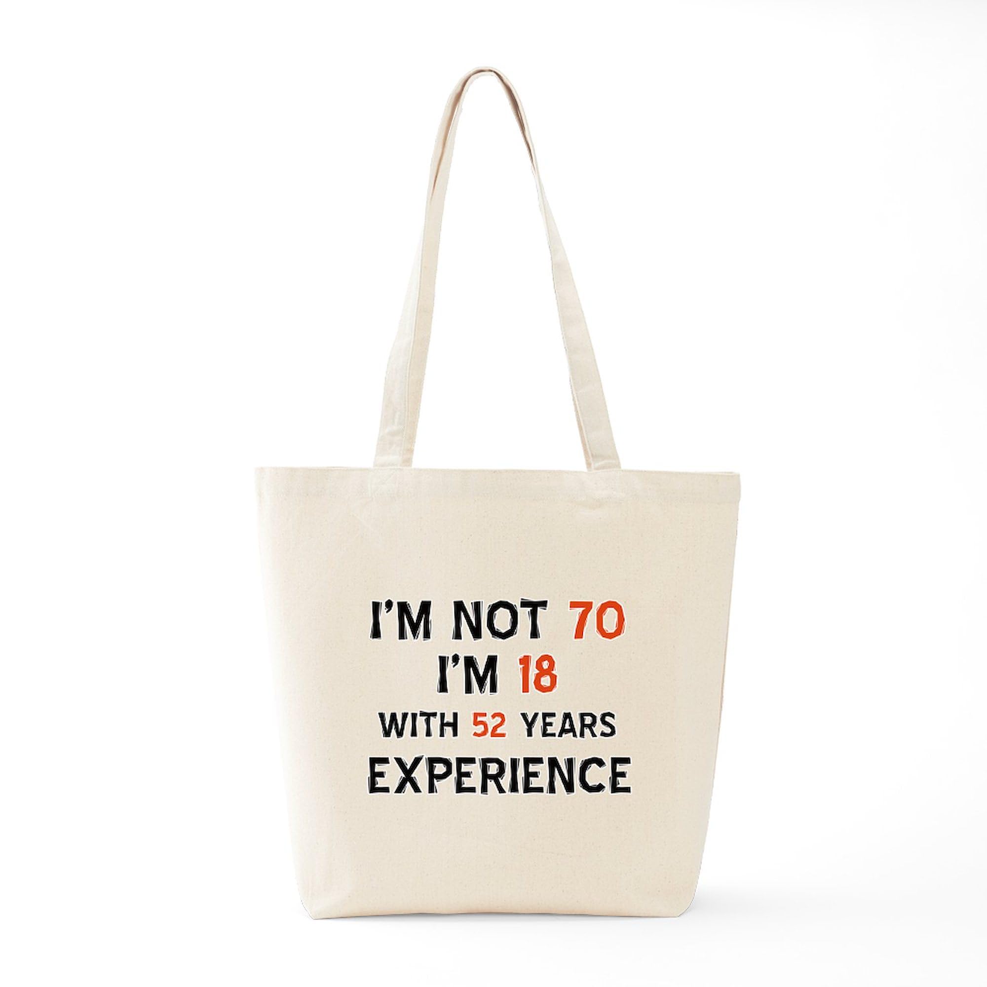 70 Year Old Designs Tote Bag - Natural Canvas Reusable Shopping Bag by CafePress | Eco-Friendly Grocery & Beach Tote for Women & Men