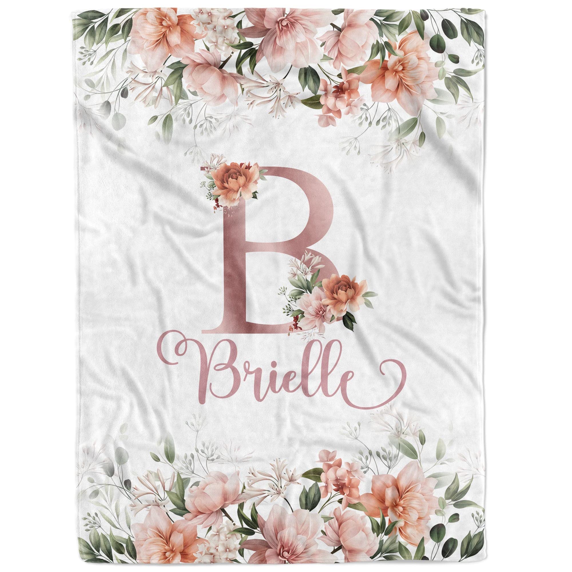 Custom Personalized Baby Blanket for Girls with Name - Floral Design TM240 | Unique Baby Shower Gift & Nursery Essential for Newborns