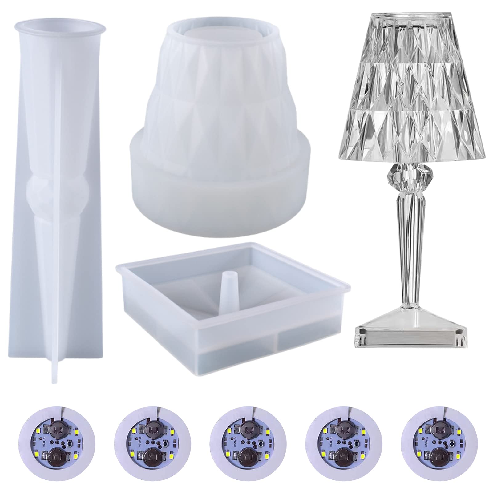 Epoxy Resin Casting Molds for Diamond Pattern Table Lamp - DIY Silicone Resin Molds for Home Decor, Crafting, and Epoxy Resin Jewelry Making - Perfect for DIY Projects, Wedding Centerpieces, and Unique Home Decorations