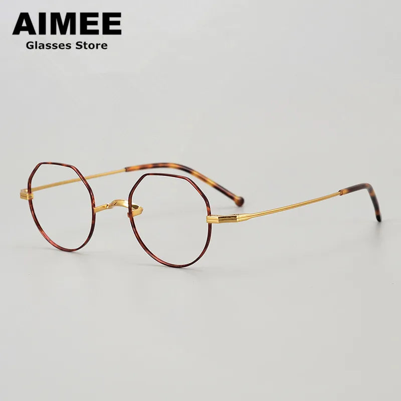 Stylish Aimee Unisex Full Rim Flat Top Round Titanium Eyeglasses Frame 88042 - Lightweight & Durable for Work, Reading & Everyday Wear