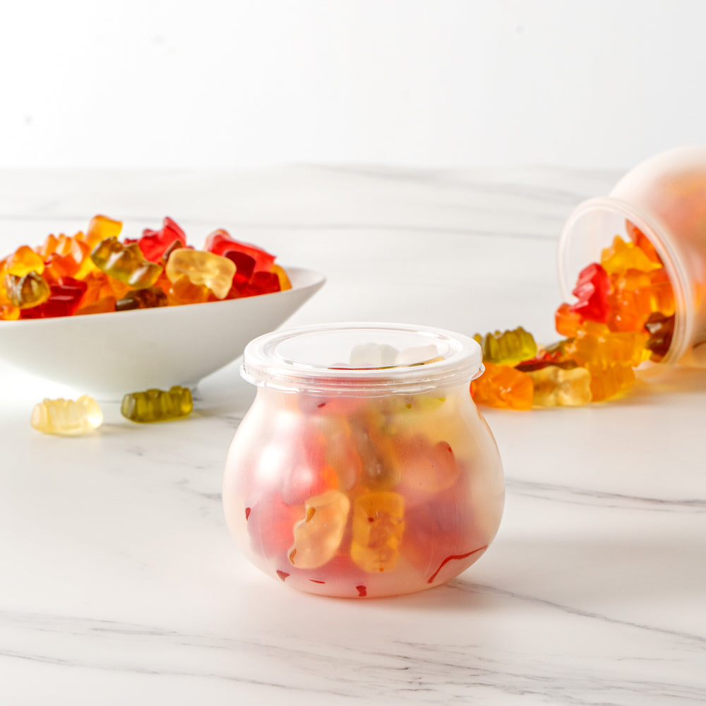4 oz Frosted Plastic Candy Jars with Lids - 2.5
