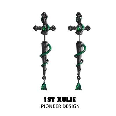Slytherin House 18K Gold Plated Sword Stud Earrings for Women - Harry Potter Inspired Jewelry Gift for Fans - Perfect for Cosplay, Halloween, and Everyday Wear