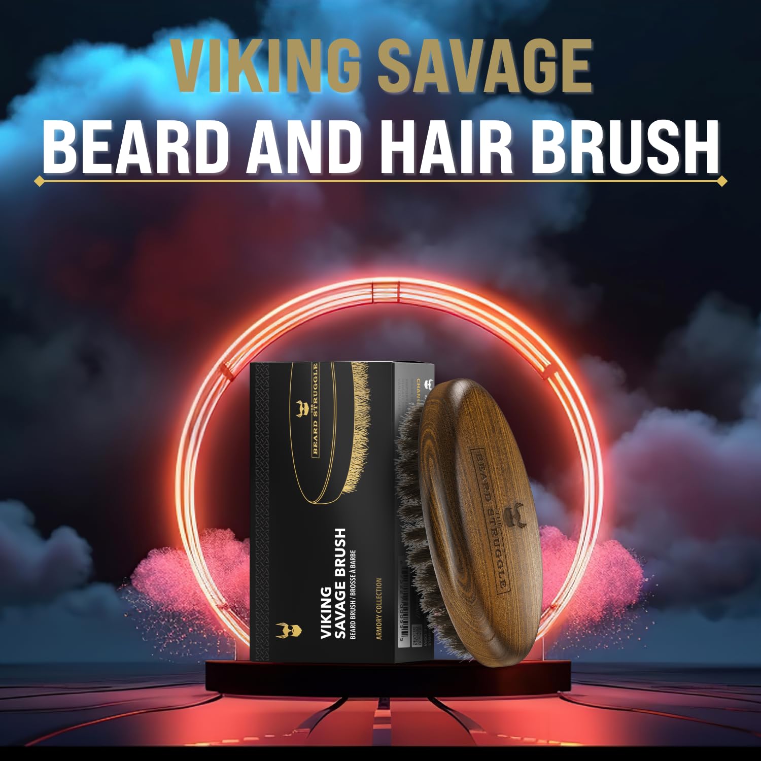 Beard Brush for Men - Durable Nylon Bristles & Polished Beechwood Handle - Viking Beard Grooming Kit - Travel Size Beard Care - Perfect for Home, Office & Travel Grooming Essentials