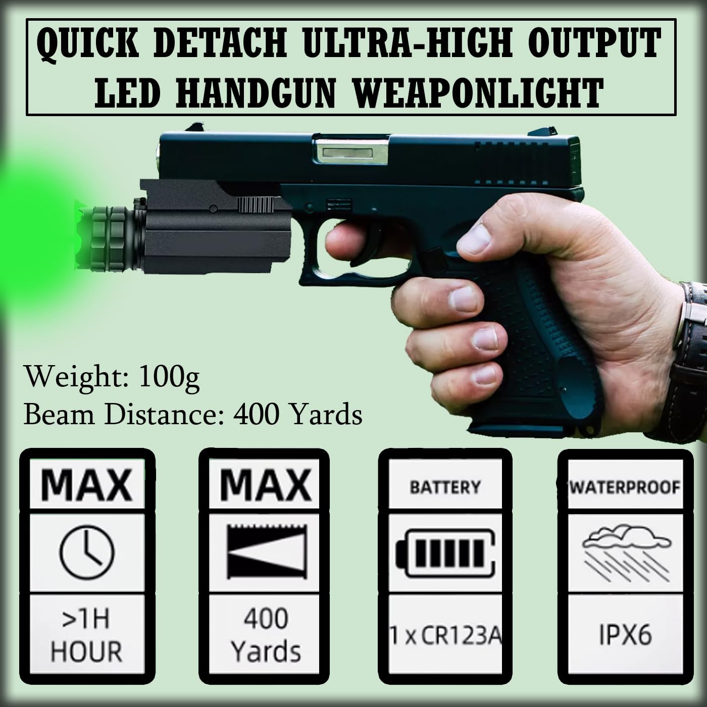 Tactical Pistol Laser Flashlight 2-in-1 for 1911 M9 - Hunting & Defense Gear