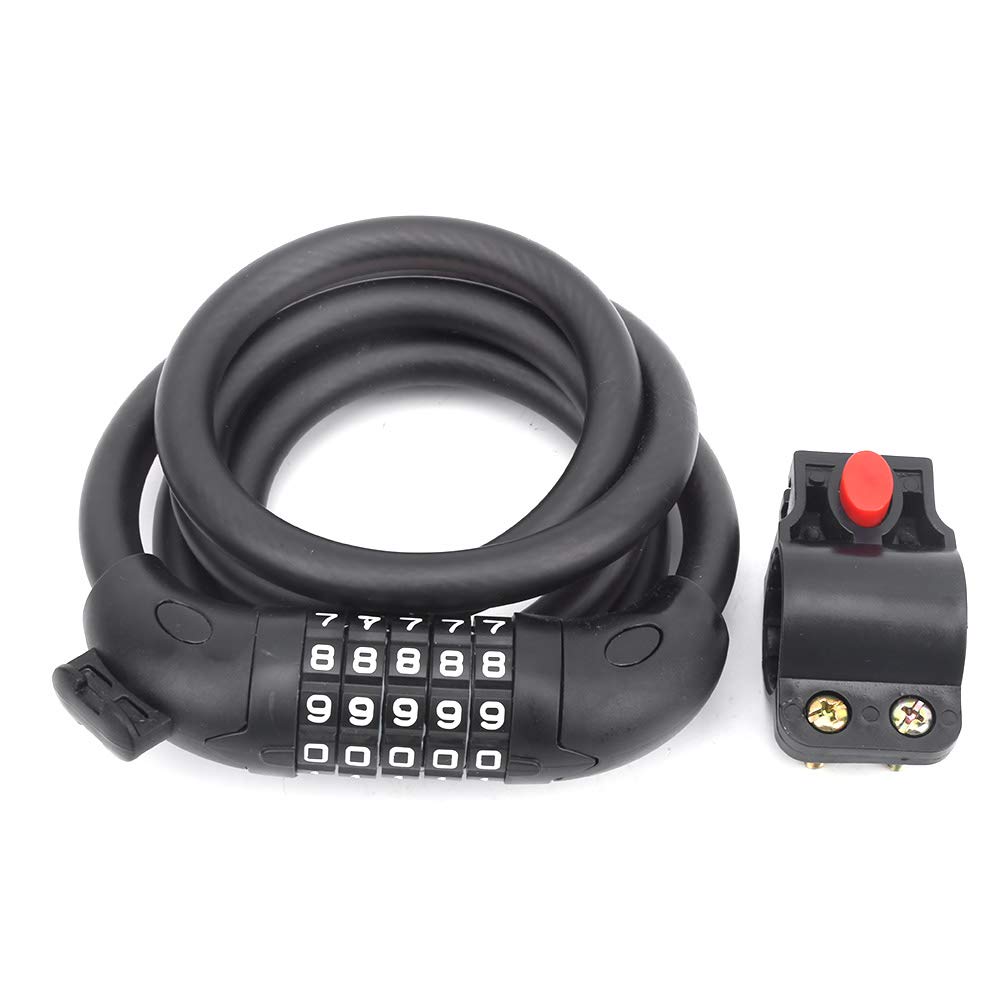 Keenso 5-Digit Combination Bike Lock - 1.5m Heavy Duty Anti-Theft Cable Lock for Mountain Bikes, Road Bikes & Cycling | Portable Security Lock for Outdoor Riding, Commuting & Travel