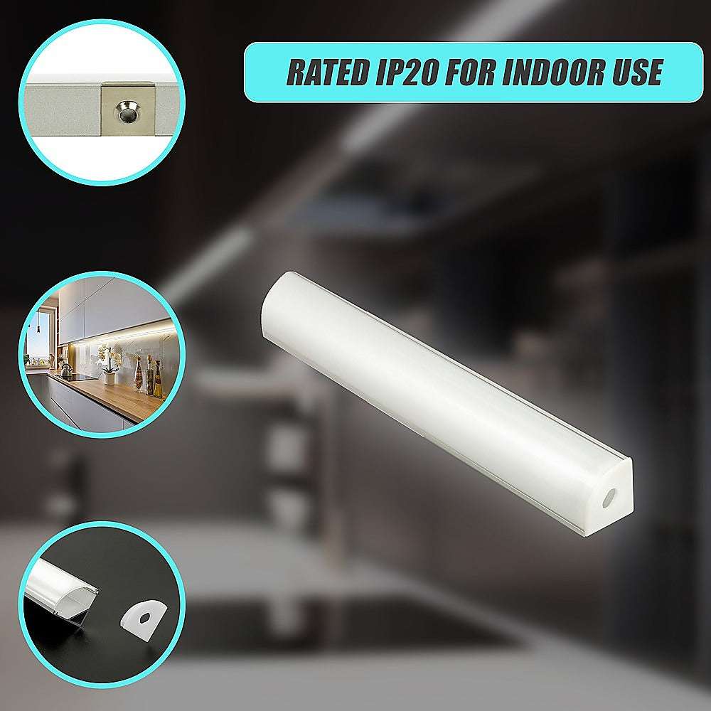 10 Pack 1M Aluminum LED Strip Light Channel Profile - Dimmable, Waterproof for Kitchen Cabinet, Under Cabinet Lighting, Shelf, Staircase, Bar Counter Decoration
