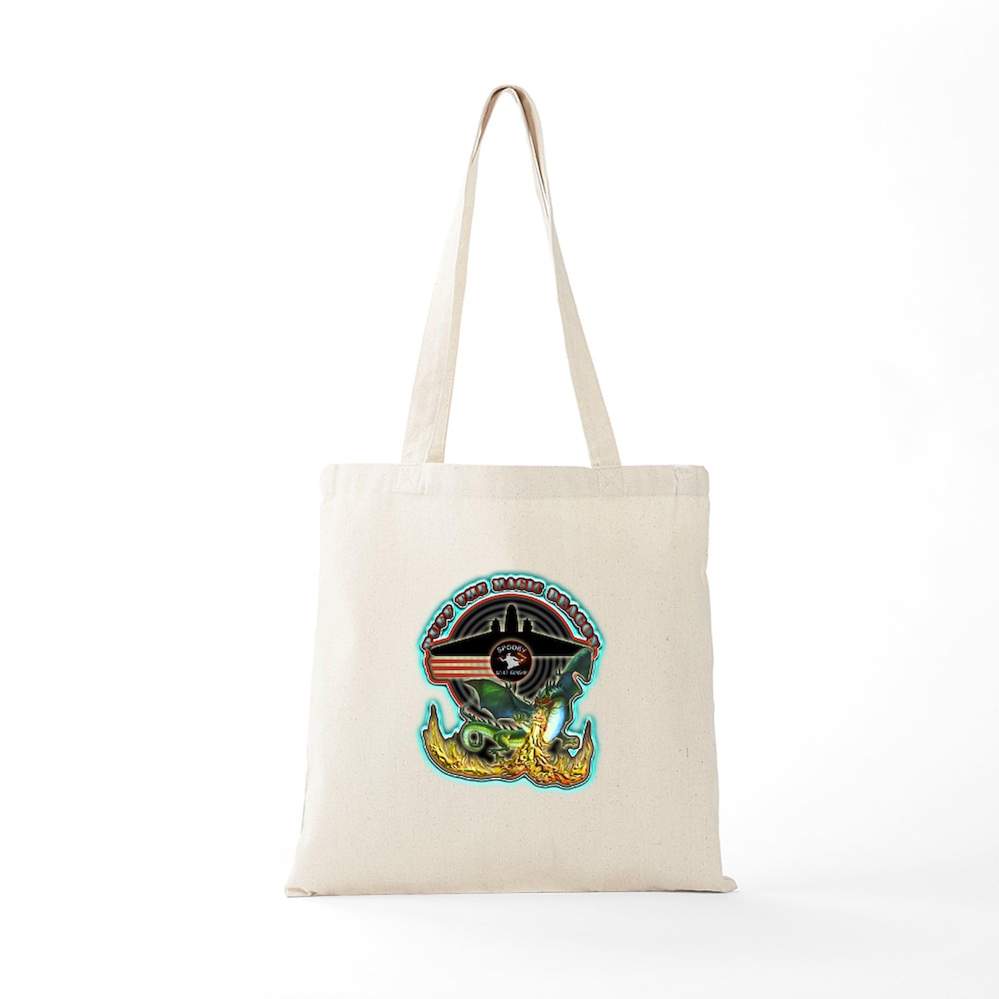 USAF AC-47 Spooky Canvas Tote Bag - Natural Reusable Shopping Bag for Groceries, Beach & Military Enthusiasts | Durable Eco-Friendly Carryall
