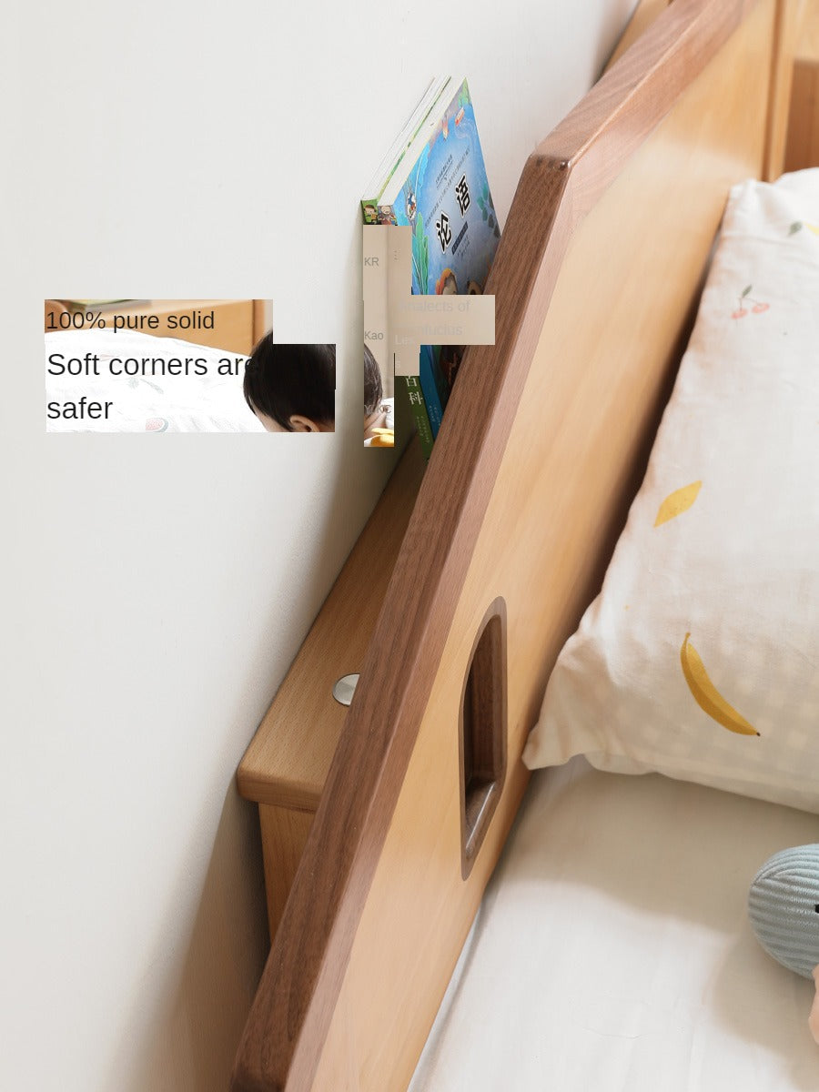 Kids Wooden Bed with Night Light - Beech & Poplar Little House Design with 15-Minute Auto Light Off - Perfect for Bedrooms, Playrooms & Cozy Sleep Spaces