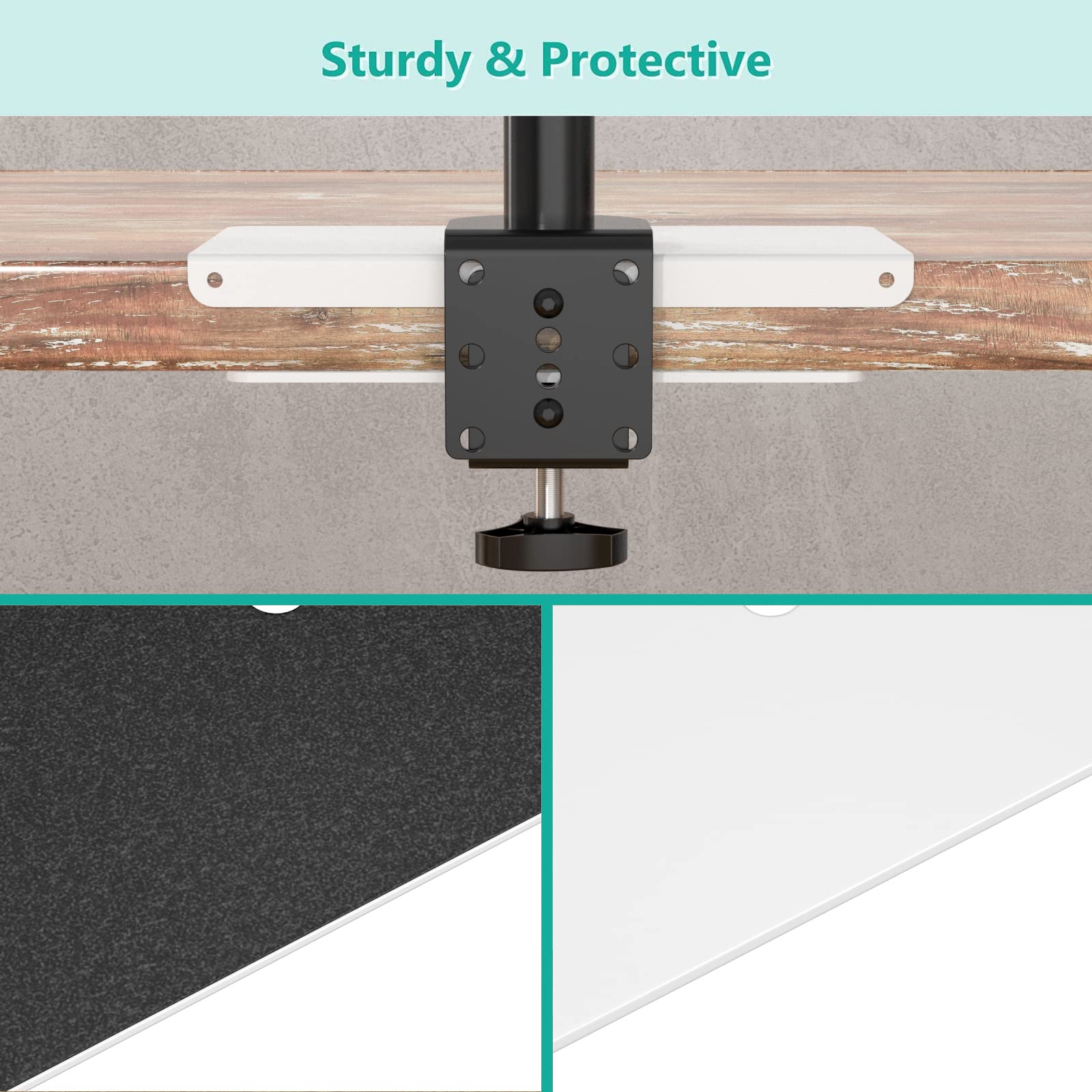 WALI Dual Monitor Stand with Steel Reinforcement Plate - Adjustable White Monitor Arms for 2 Screens, Heavy Duty Desk Mount - Perfect for Home Office, Gaming Setup & Workspace Ergonomics
