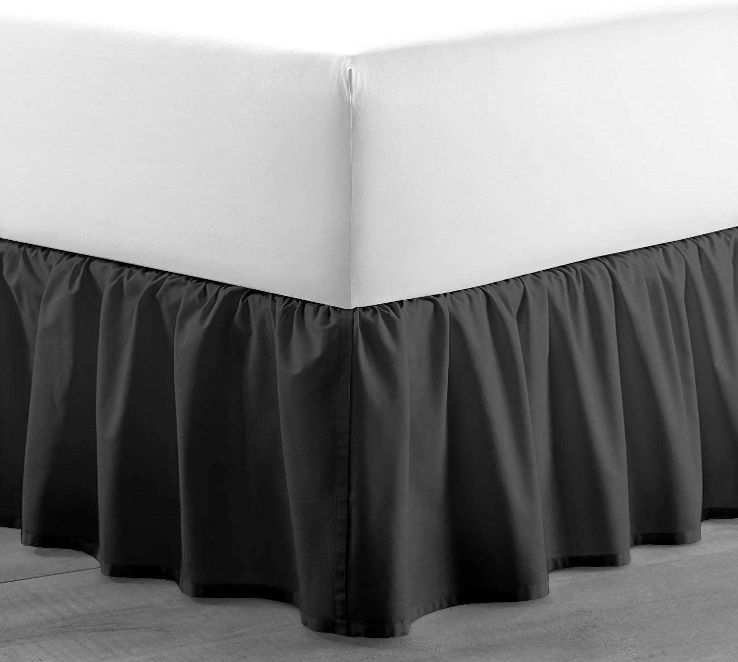 Elegant Ruffled Bed Skirt with Split Corners - 100% Soft Microfiber, Wrinkle-Free & Sheen Finish - Gathered Dust Ruffle with 21