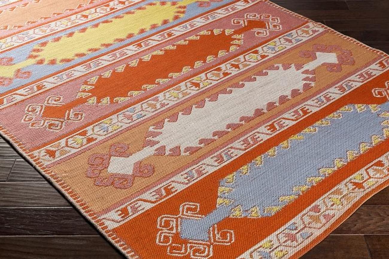 Mark&Day Adlington Global 9x13 Area Rug - Burnt Orange & Beige Handmade Carpet for Living Room, Bedroom, Kitchen | Soft & Durable Floor Decor for Home, Office, Dorm (9' x 13')