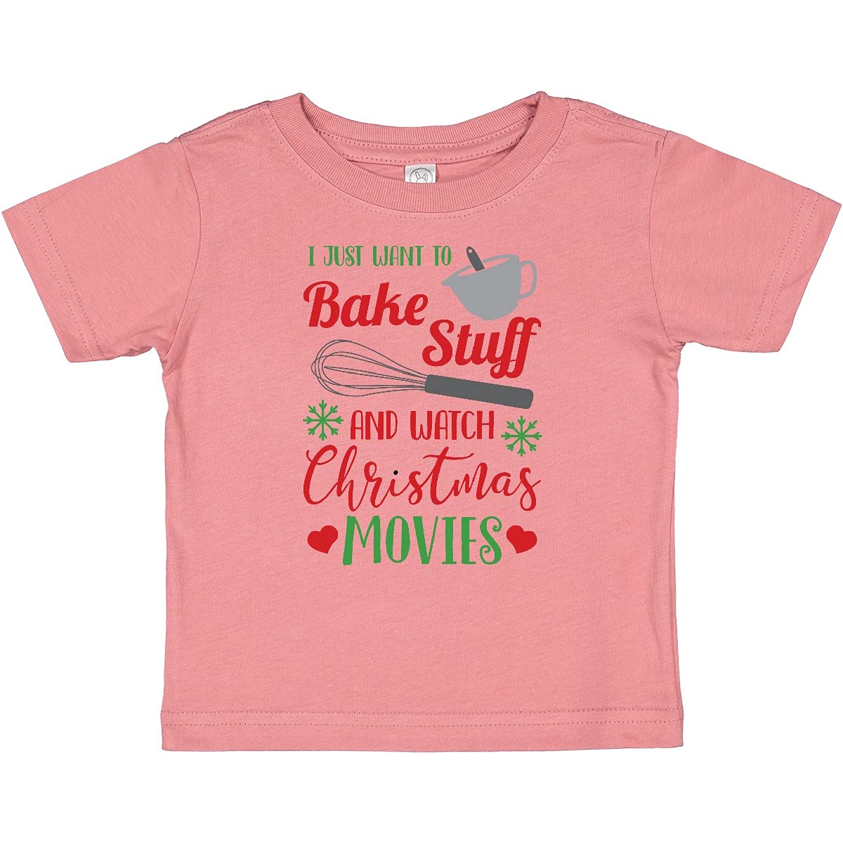 Inktastic 'I Just Want to Bake Stuff and Watch Christmas Movies' Baby T-Shirt - Cute Holiday Outfit for Toddlers & Infants - Perfect for Christmas Parties & Family Photos