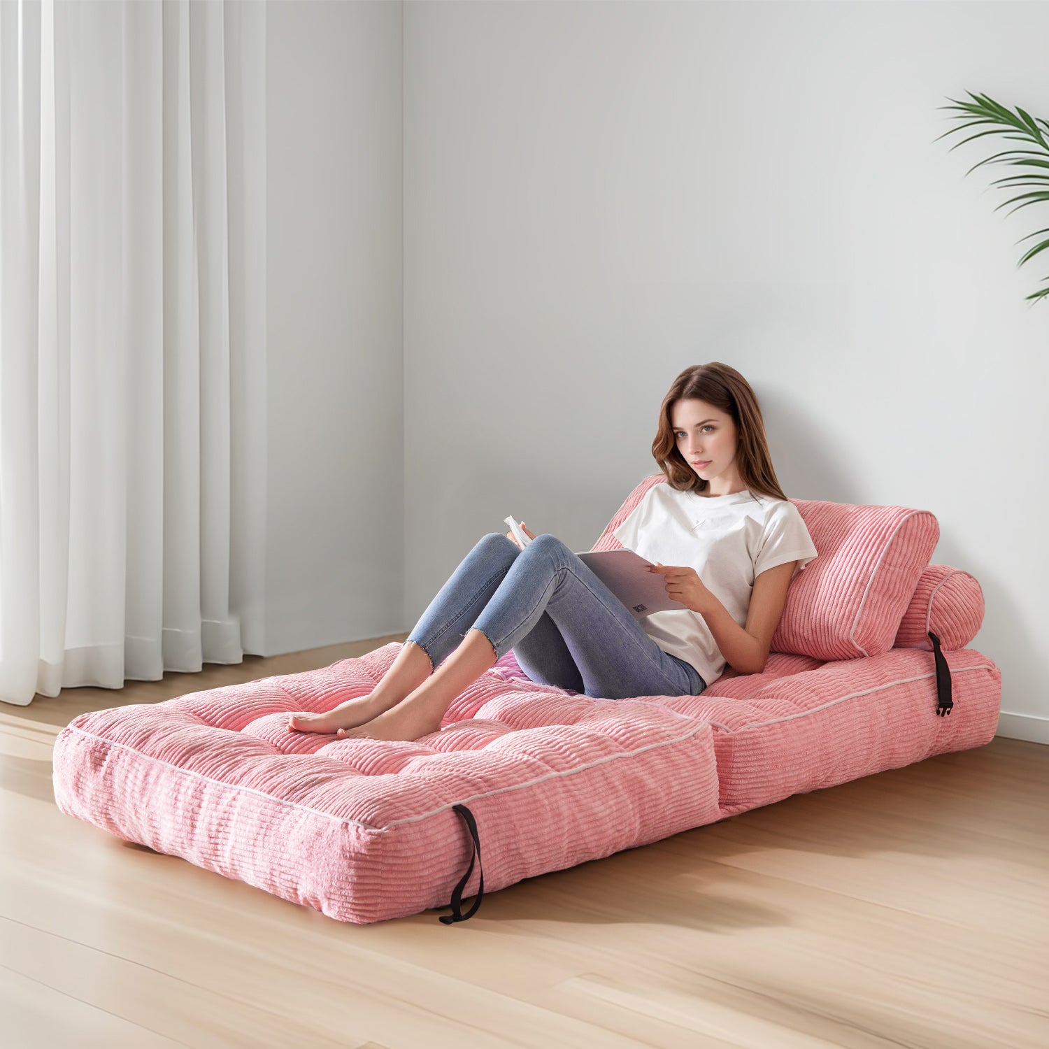 MAXYOYO Corduroy Sofa Bed - Convertible Sleeper Chair with Back Support | Comfortable for Living Room, Guest Room & Small Spaces