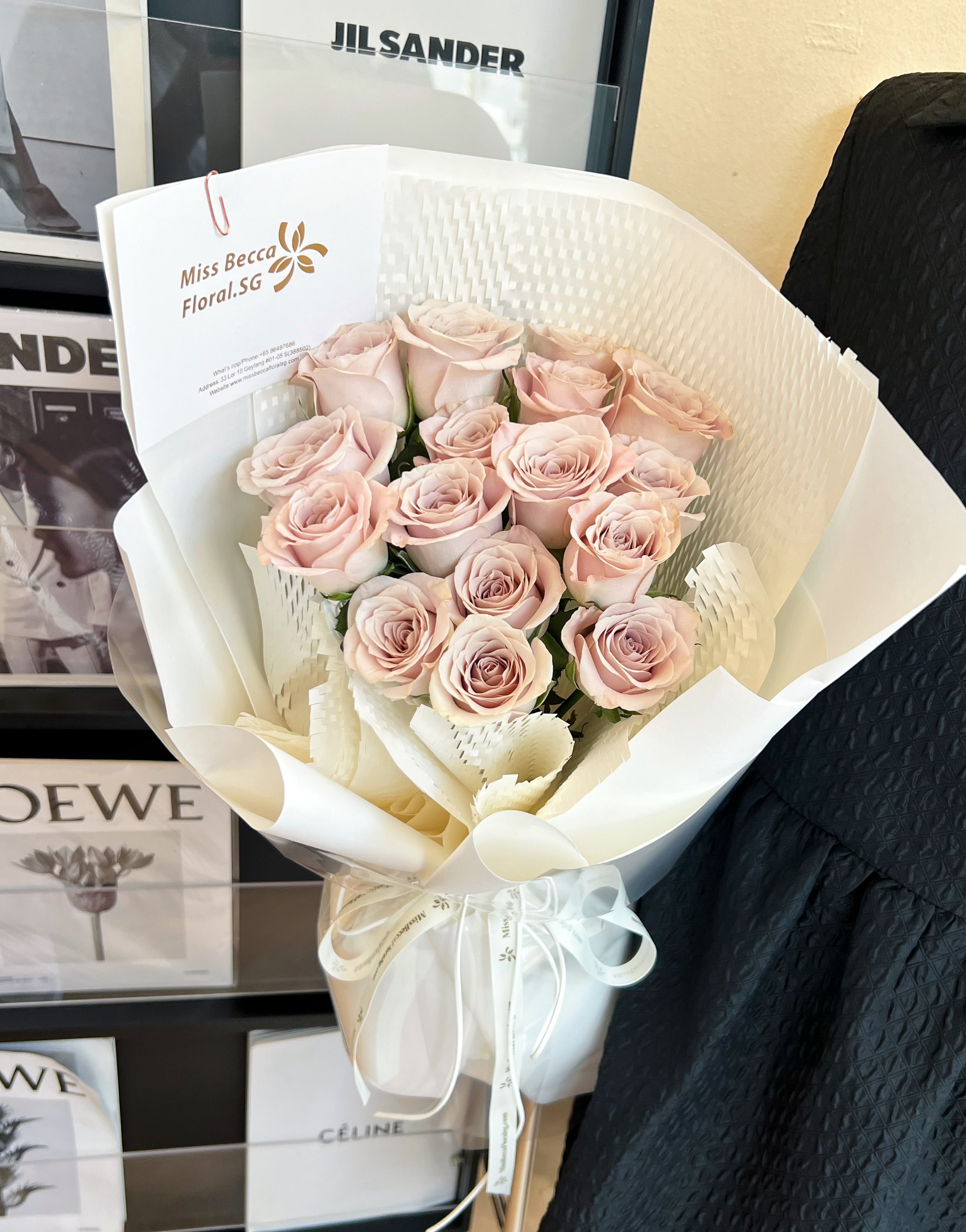 Korean Style Manta Rose Bouquet - 15 Stems Fresh Flowers for Wedding, Anniversary & Home Decor