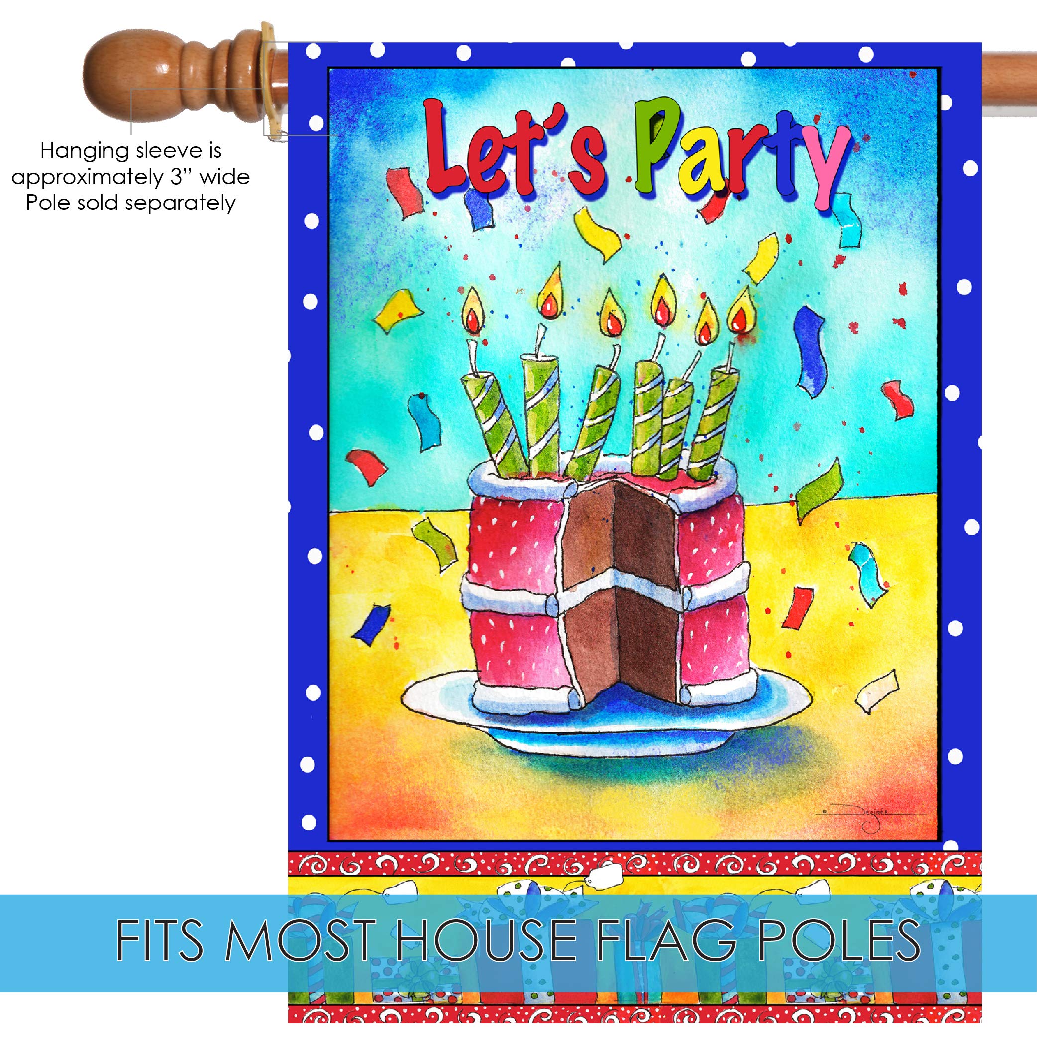 Toland Home Garden 109454 Double Sided Birthday Party Flag - 28x40 Inch Outdoor Yard Decoration for House Celebrations | Perfect for Birthday Parties, Garden Decor & Outdoor Festivities