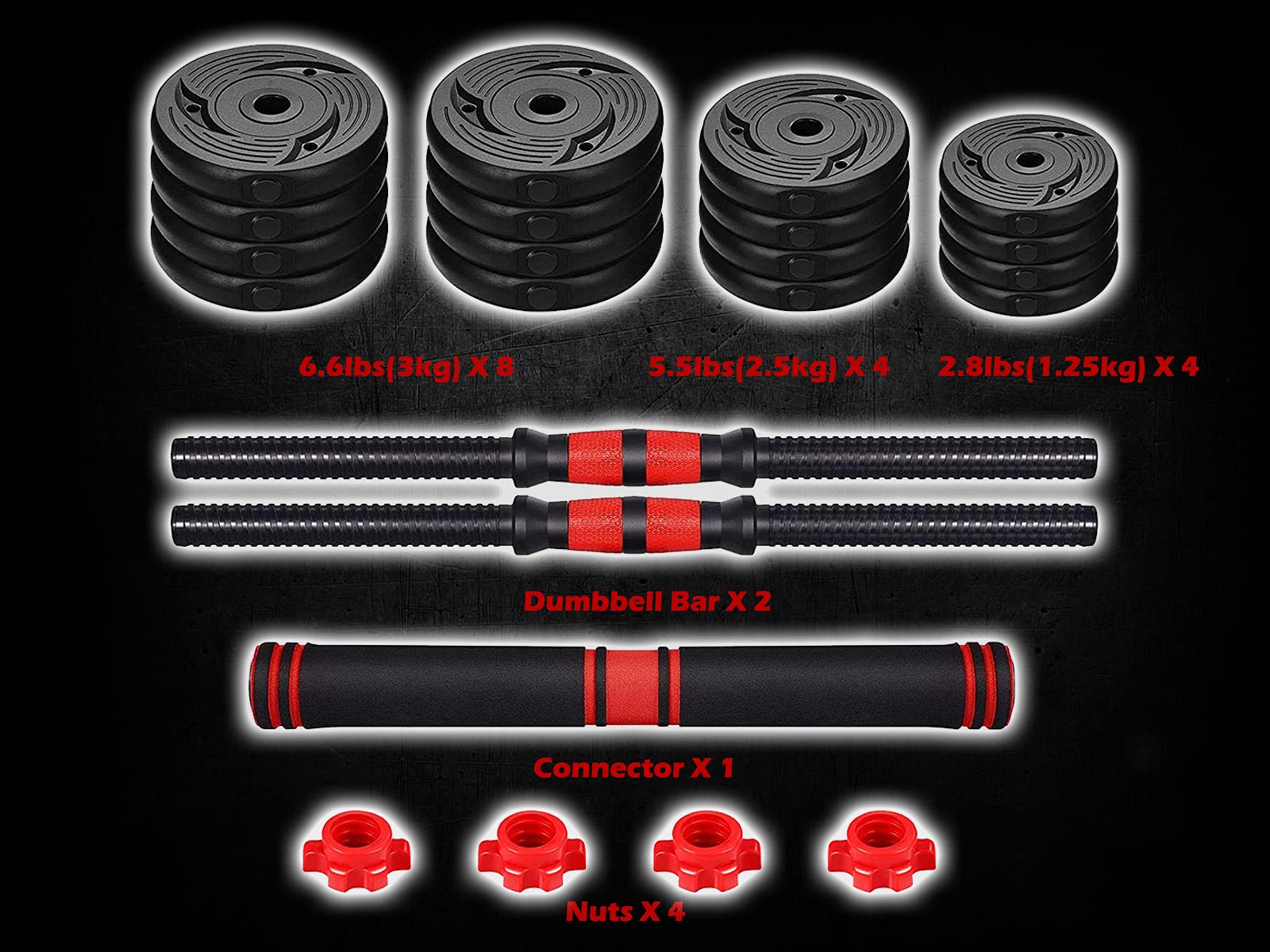 2021 Adjustable Dumbbells Set (5-88Lbs/110Lbs) - Convertible Free Weights with Barbell Connector & Ab Roller Wheel - Home Gym Equipment for Strength Training, Full Body Workout & Fitness - Perfect for Small Spaces, Home Workouts & Cross Training