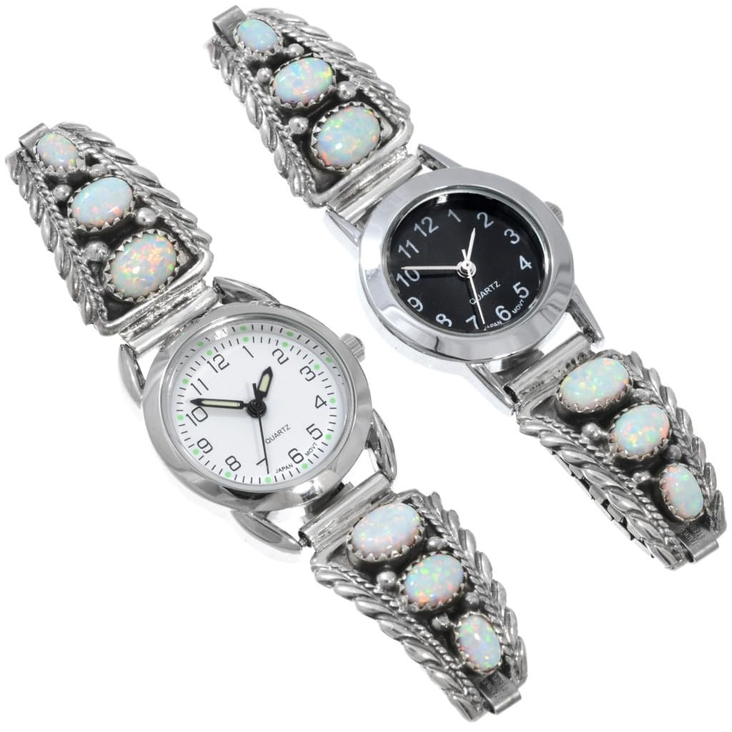 Navajo Opal Silver Ladies Watch Bracelet - Sterling Silver Tips 0023 | Elegant Jewelry for Women, Gift for Her, Perfect for Parties & Special Occasions