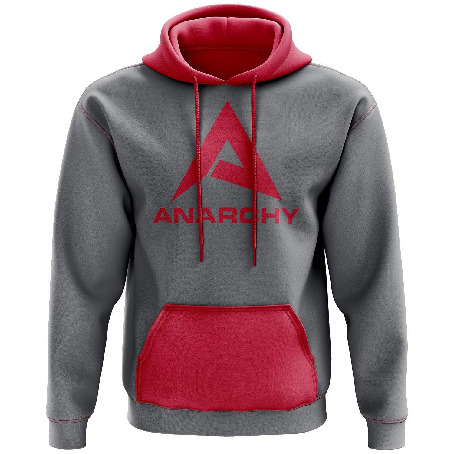 Anarchy Fleece Hoodie for Men & Women - Charcoal/Red - Cozy Winter Pullover for Streetwear & Outdoor Activities
