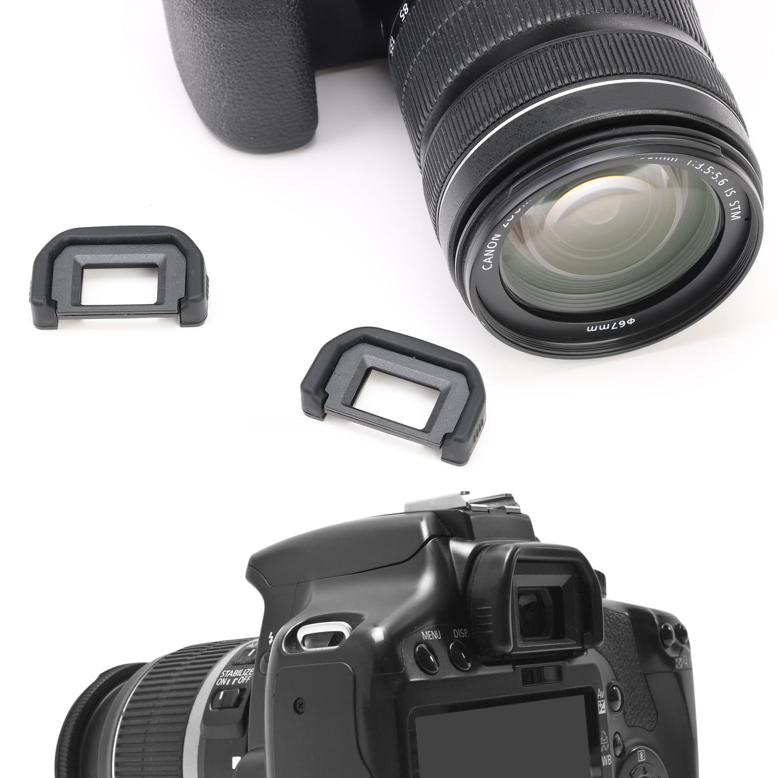 2-Pack Silicone Eyecup Viewfinder Protector for Canon EF Cameras - Replacement Eyepiece for Canon EOS 300D 350D 400D 450D 500D 550D 600D 700D 1000D 1100D 100D (Black) - Perfect for Outdoor Photography & Eye Protection