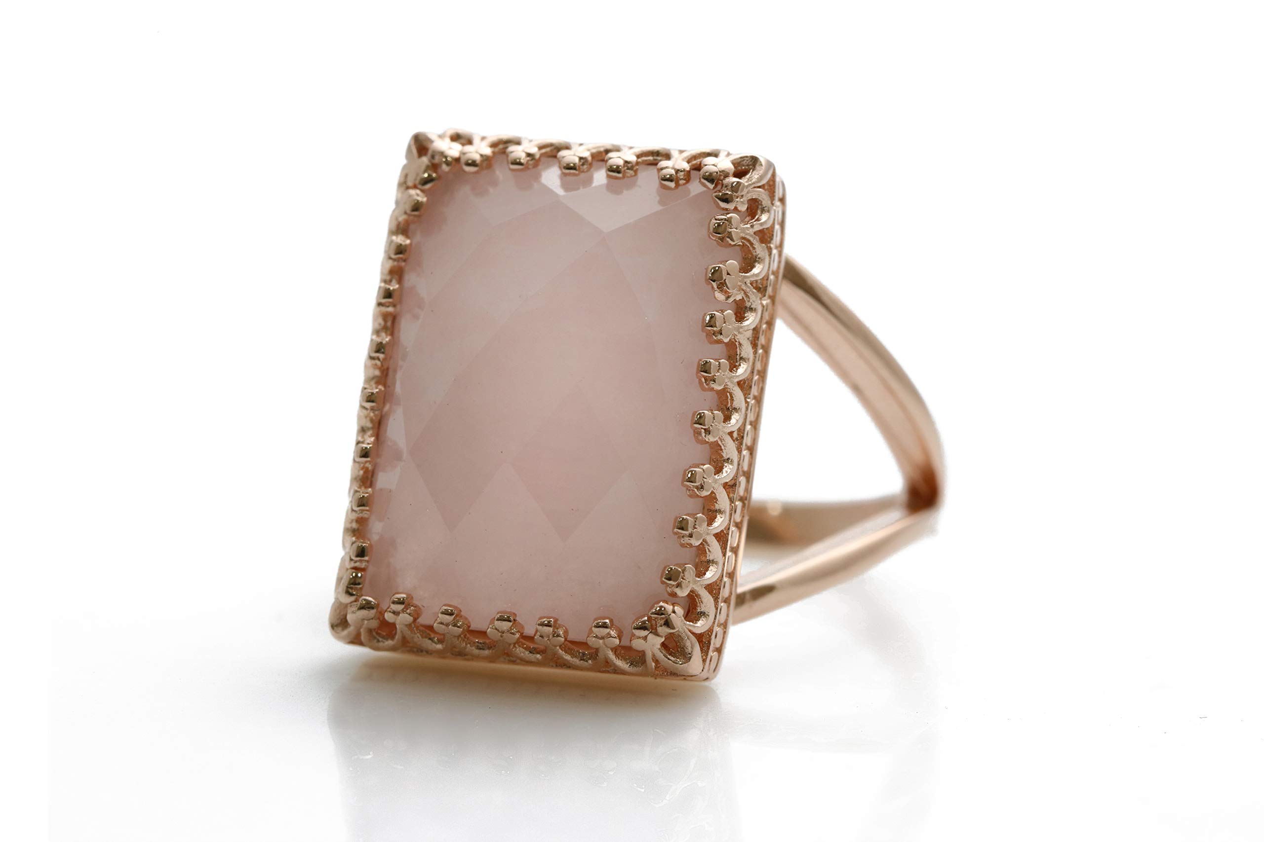 Elegant Rose Quartz Ring for Women - Handmade Gemstone Jewelry with Crystal - Custom Fashion Statement Ring - Personalized Gift for Her | Perfect for Weddings, Anniversaries & Everyday Wear