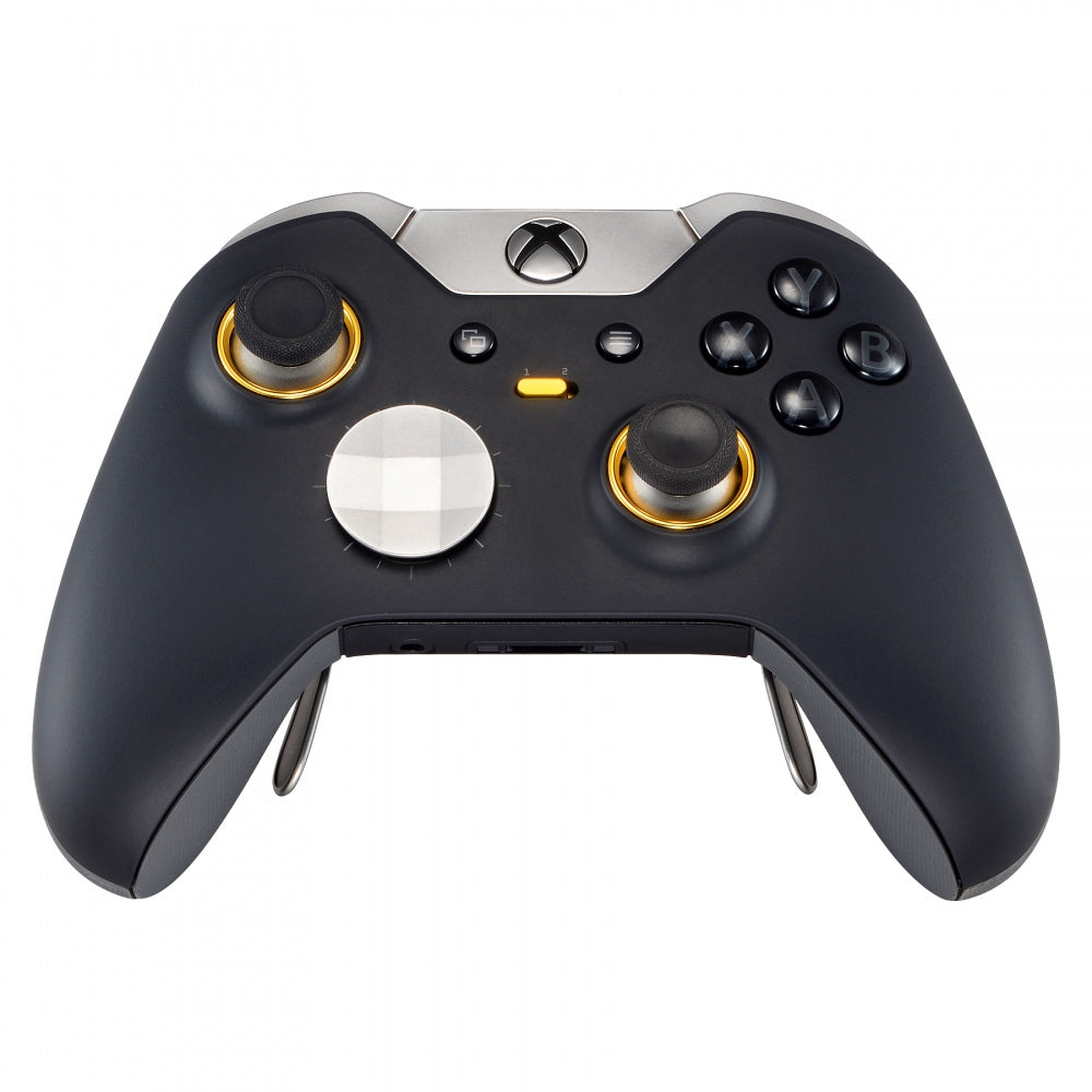 eXtremeRate Matte Chrome Gold Button Accent Rings for Xbox One Elite Controller - Custom Design Replacement Parts for Enhanced Gaming Experience (Model XOJ130016GC) - Perfect for Competitive Gaming & Controller Customization