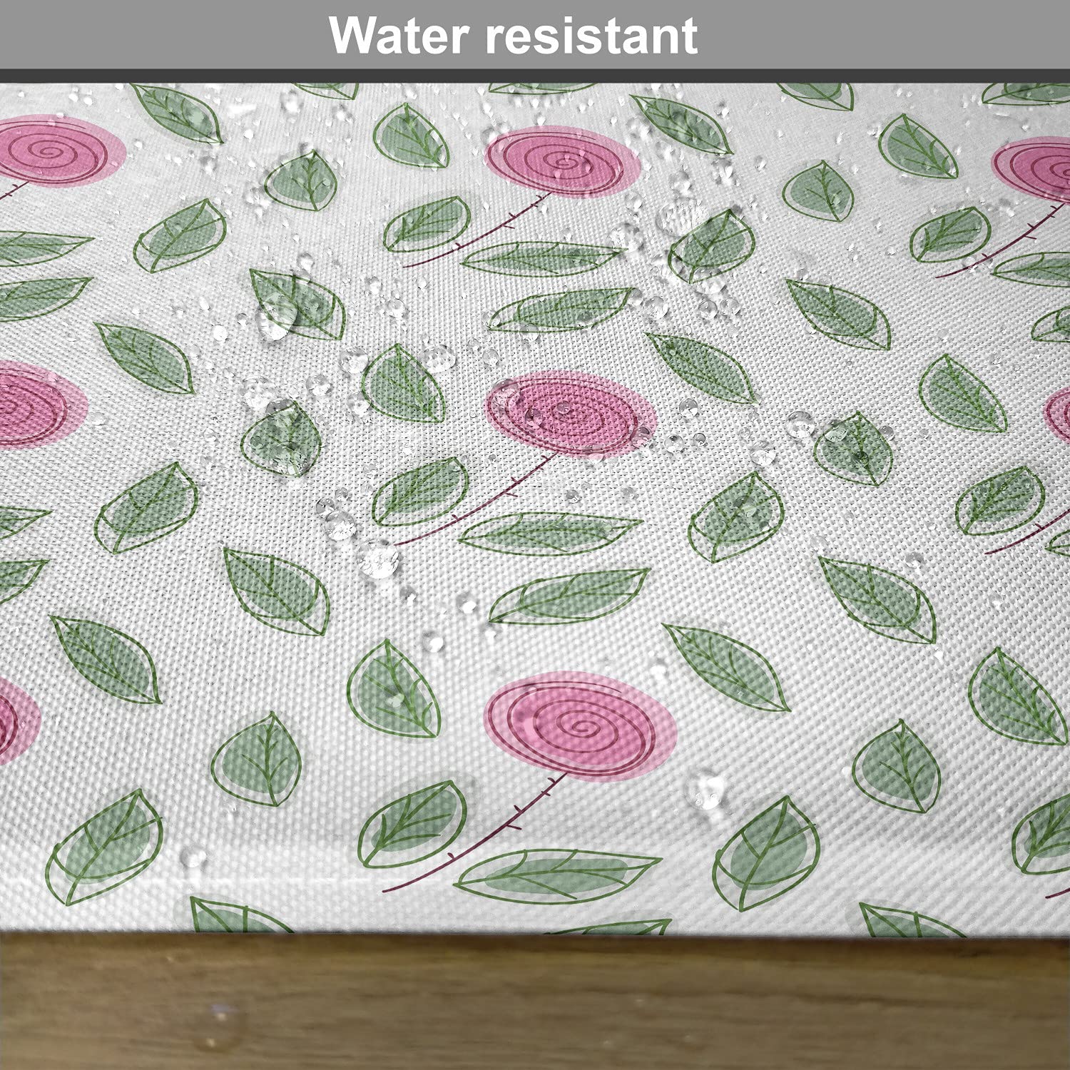 Ambesonne Rose Place Mats Set of 4 - Modern Pink Rose Blossom Spiral Design with Green Leaves - Washable Fabric Table Mats for Dining Room & Kitchen Decor - Perfect for Dinner Parties, Holiday Gatherings & Everyday Use (Pink, Reseda Green, White)