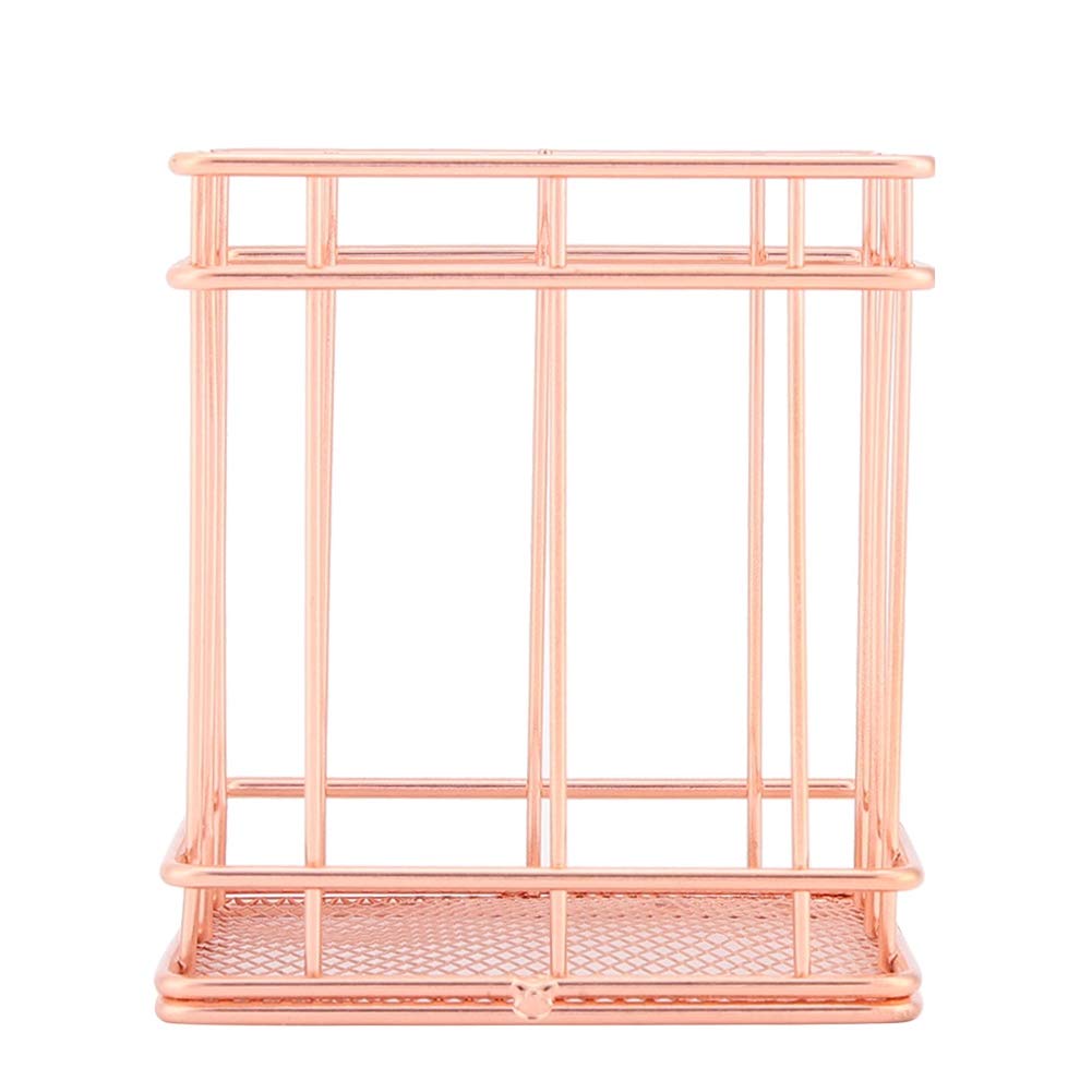Rose Gold Makeup Organizer Basket - Metal Cosmetic Storage Holder for Vanity, Bathroom & Travel - Stylish Desktop Decor for Women & Girls