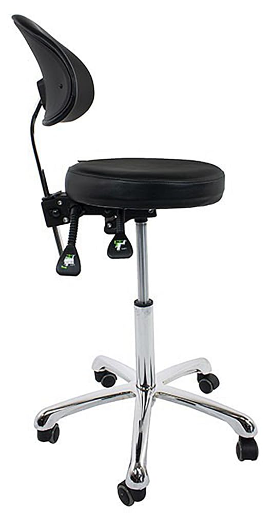 SKINACT Gold Series Adjustable Esthetician Medical Dental Office Stool - Ergonomic Rolling Chair for Spa, Clinic & Salon Professionals (Black)
