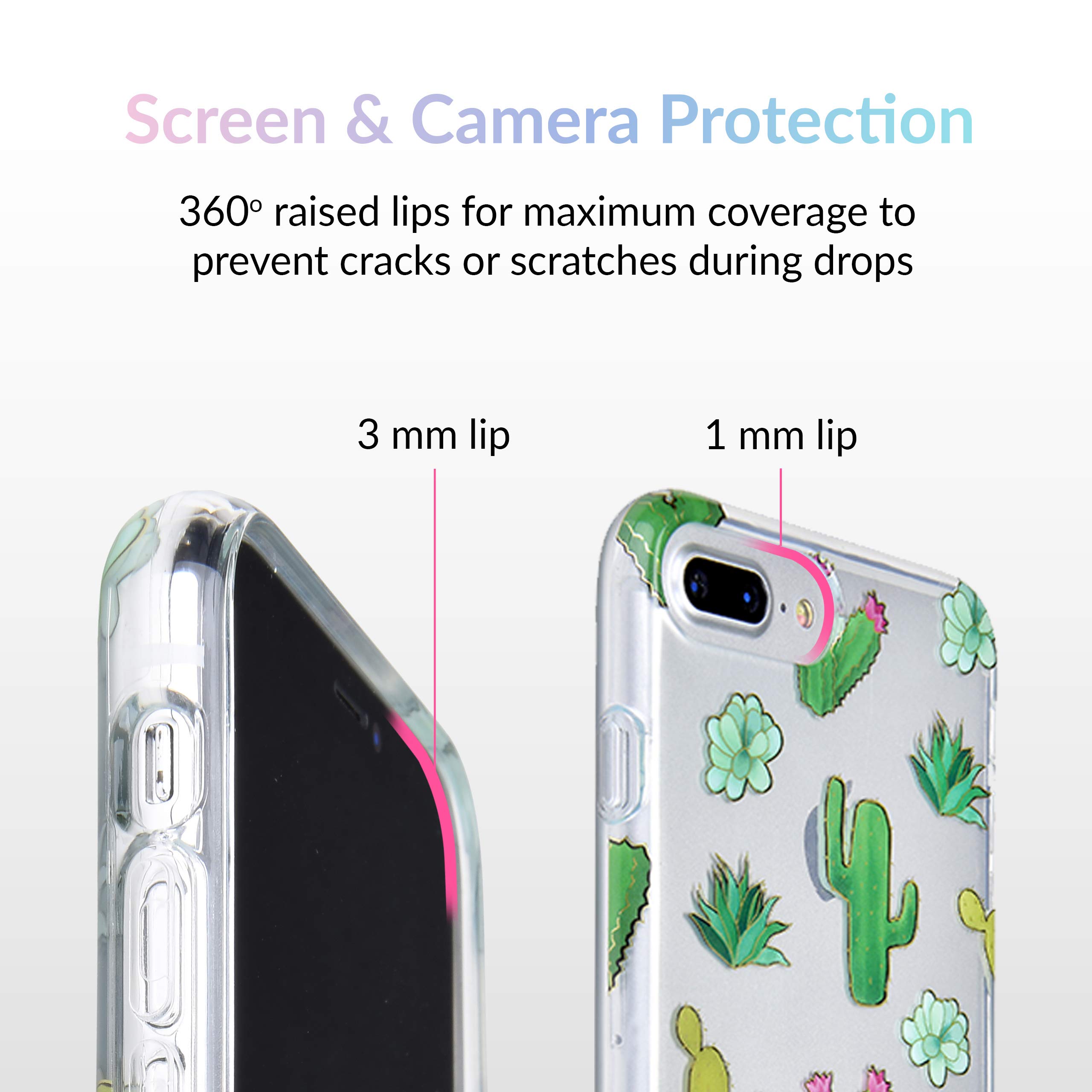 VELVET CAVIAR iPhone 7 Plus & 8 Plus Case - Cactus Design Clear Protective Phone Cover for Women & Girls | Slim Shockproof Case for Daily Use, Work & Travel