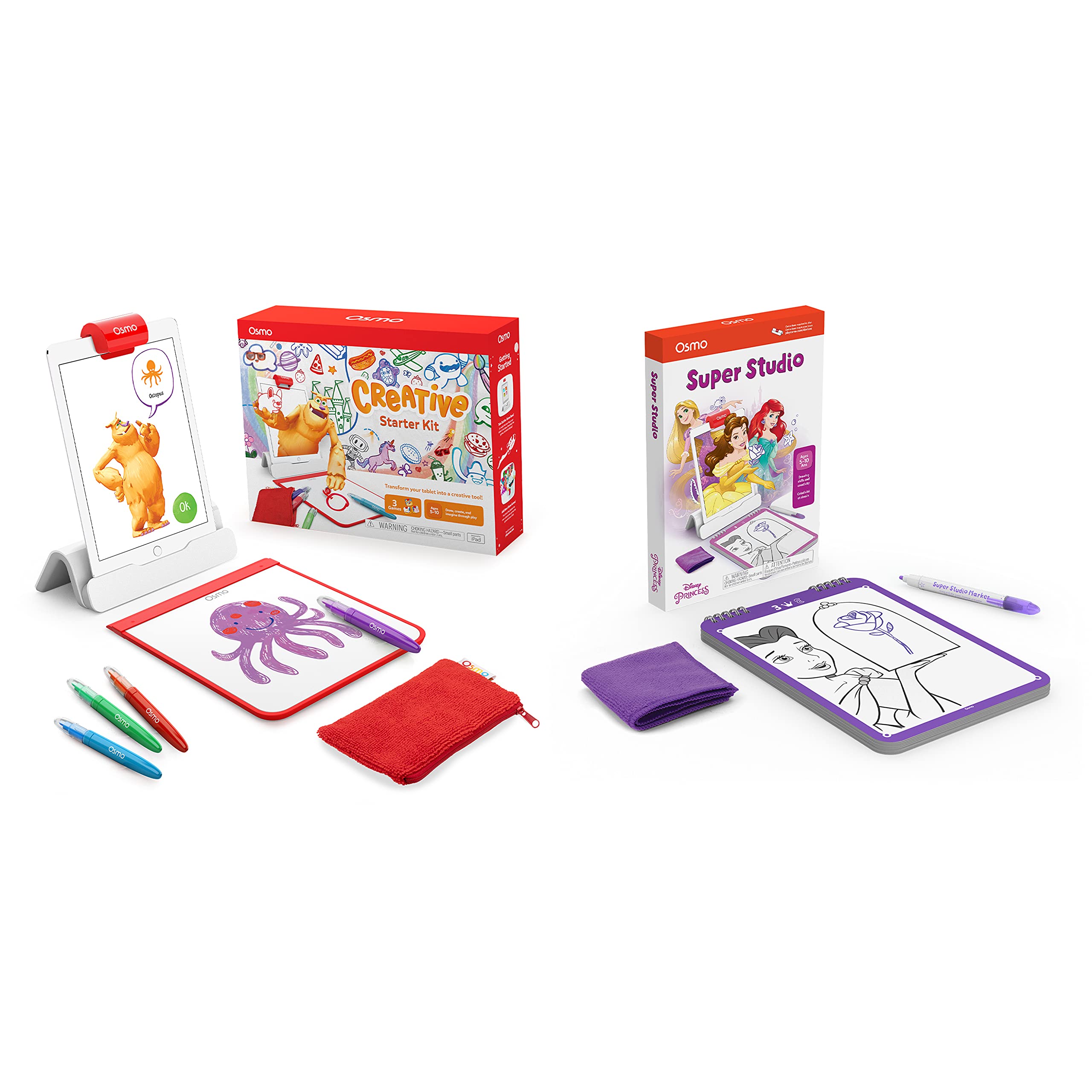 Osmo Creative Starter Kit for iPad & Super Studio Disney Princess Game Bundle - Educational STEM Learning Toys for Kids Ages 5-11 - Includes iPad Base - Perfect for Homeschooling, Classroom & Family Game Night