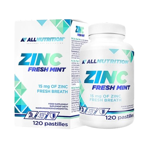 Allnutrition Zinc Supplement 15mg - 120 Fresh Mint Flavored Pastilles for Immune Support & Wellness | Great for Cold Season & Daily Health Boost