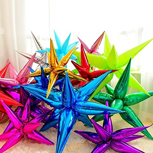 50 Pcs Dark Blue Foil Cone Star Balloons - 26 Inch Big 3D Starburst Mylar Balloons for Christmas, Birthday, Wedding Party Decorations - Perfect for Indoor/Outdoor Events, Baby Showers & Anniversary Celebrations