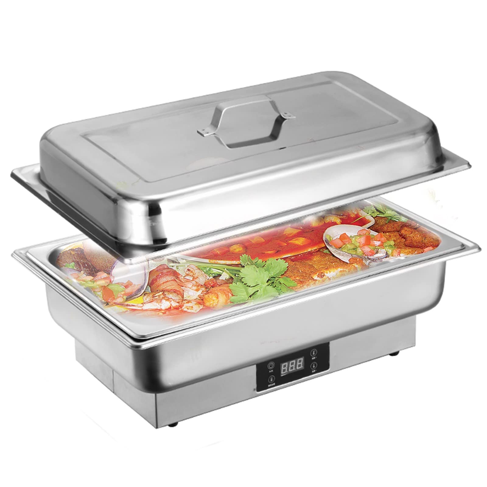 Stainless Steel Chafing Dish Buffet Set with Adjustable Temperature Control (40-100℃) - 600W Electric Food Warmer with Lid - 9L & 13L Options for Catering, Buffets, Parties & Home Entertaining