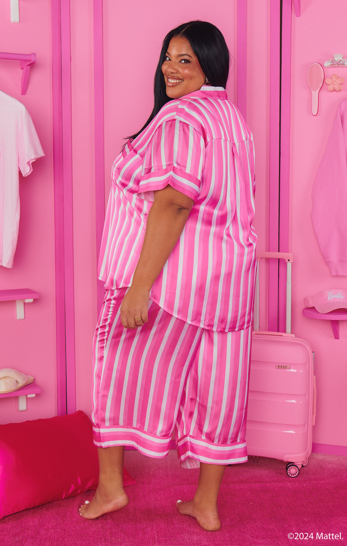 DreamHouse™ Girls Night Pajama Set - Soft Striped Satin Sleepwear for Women & Teens - Perfect for Sleepovers, Birthday Gifts & Cozy Nights In