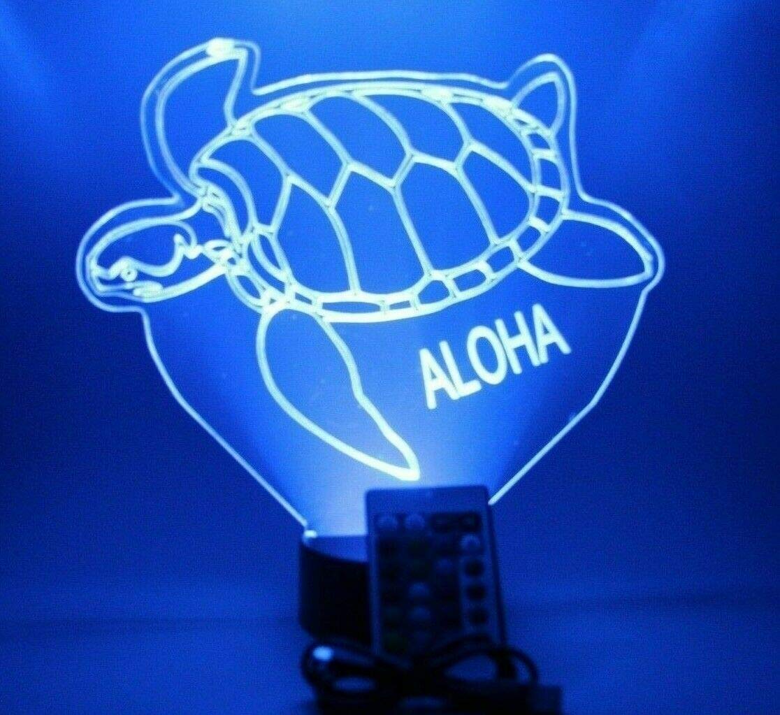 Sea Turtle Night Light with Remote - 16 Color Changing LED Marine Turtle Lamp, Custom Name Engraving, Dimmable Table Light for Kids & Adults - Perfect for Bedroom, Nursery, Gift Giving & Relaxation