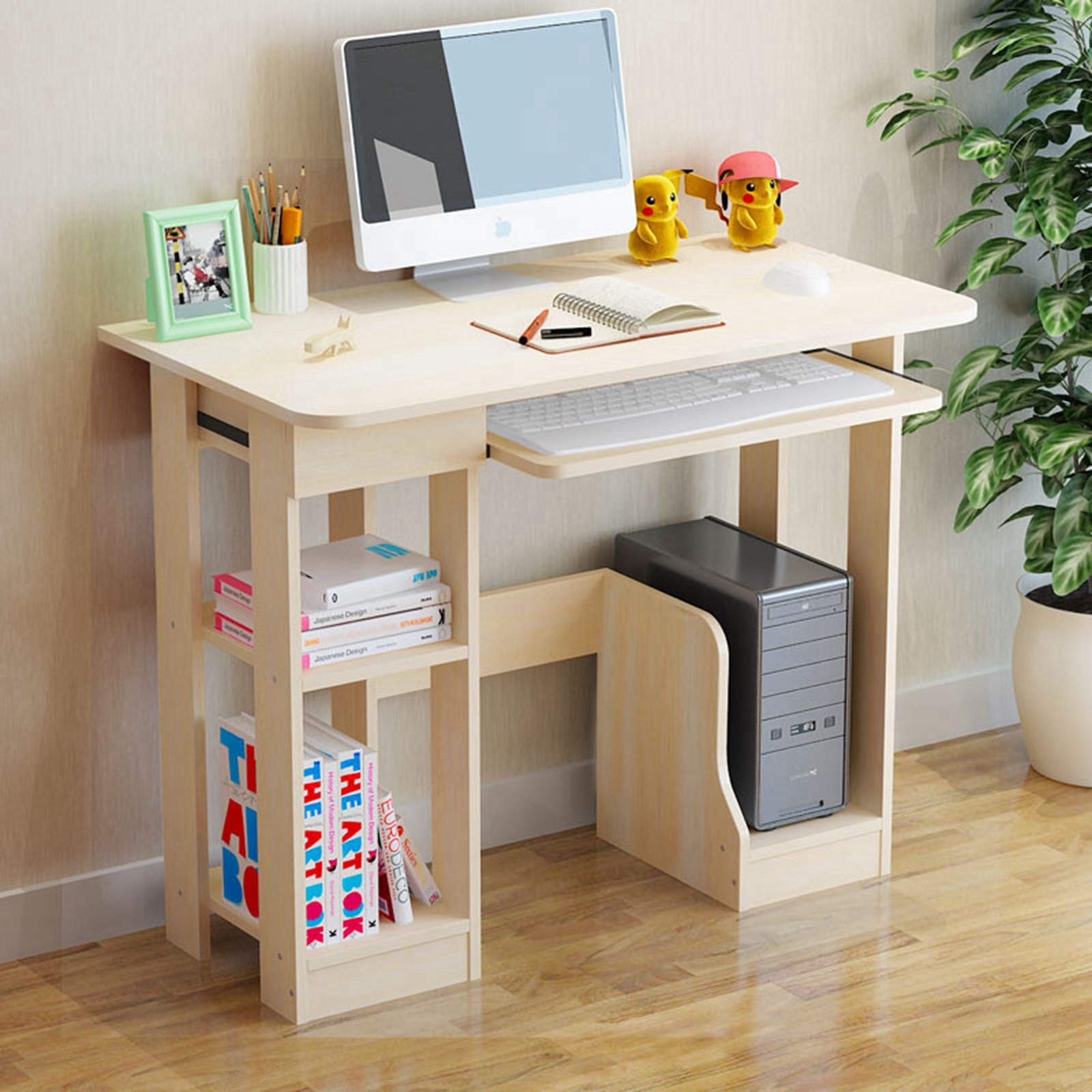 Modern Minimalist Computer Desk - 90×48×70cm Home Office Desk, Study Table, Writing & Crafting Workstation for Bedroom, Student Dorm & Small Spaces (Beige) - Perfect for Remote Work, Online Classes & DIY Projects