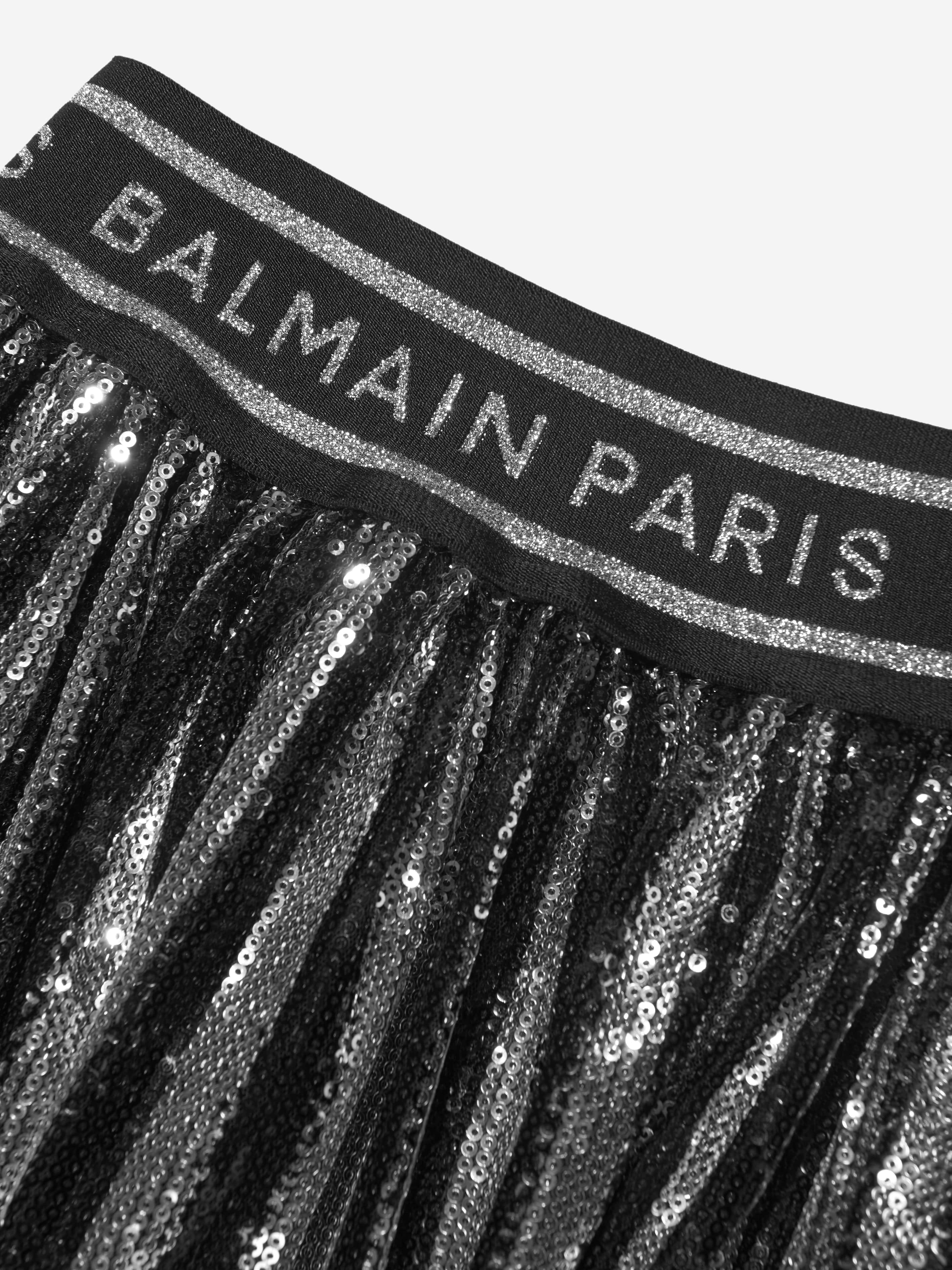 Balmain Girls Silver Pleated Skirt | Elegant Party Dress for Kids | Perfect for Birthday, Wedding & Special Occasions
