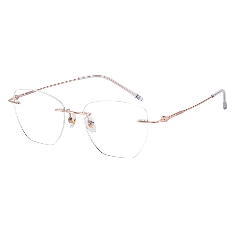Bclear Women's Rimless Polygon Square Titanium Eyeglasses 46019 - Lightweight & Durable Titanium Frame for Work, Reading & Fashion