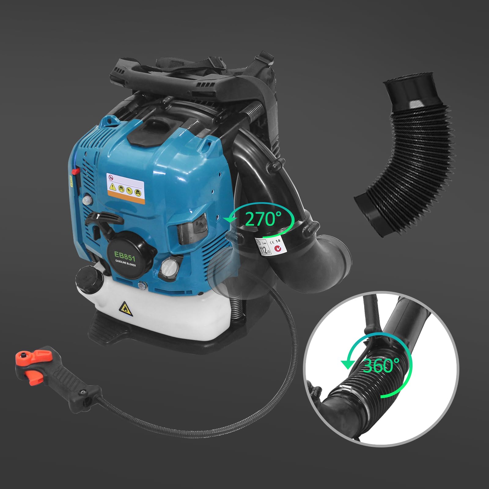 Automoris 78CC 4-Cycle Gas Powered Backpack Leaf Blower - Cordless Lawn & Garden Blower with Air-Cooled Engine - Ideal for Yard Work, Leaf Removal, Snow Clearing & Outdoor Maintenance