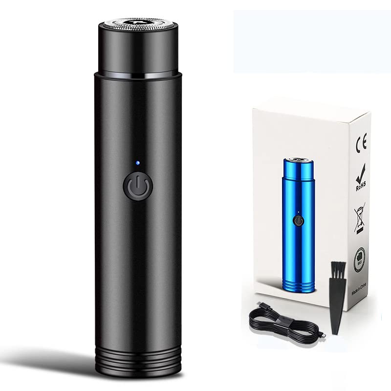 USB Rechargeable Electric Razor for Men - Portable Mini Travel Shaver with LED Battery Display, Cordless Wet/Dry Trimmer for Beard & Facial Hair Grooming at Home, Office or On The Go (Black) - Perfect for Business Trips, Gym Bags & Quick Touch-Ups